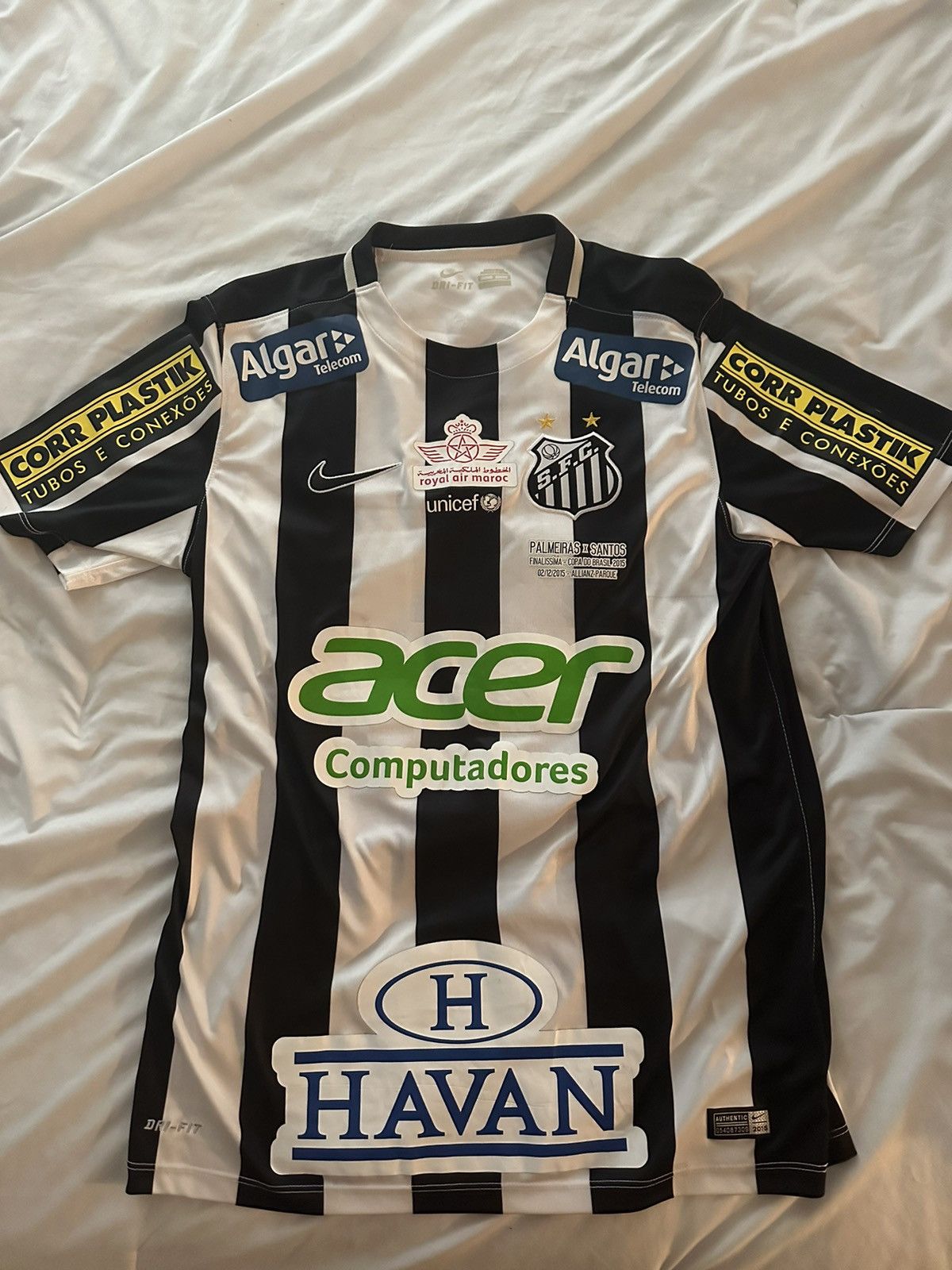 Nike Santos FC Away Jersey Match worn 2015 Nike Finals Brazil Cup Size US M / EU 48-50 / 2 - 1 Thumbnail