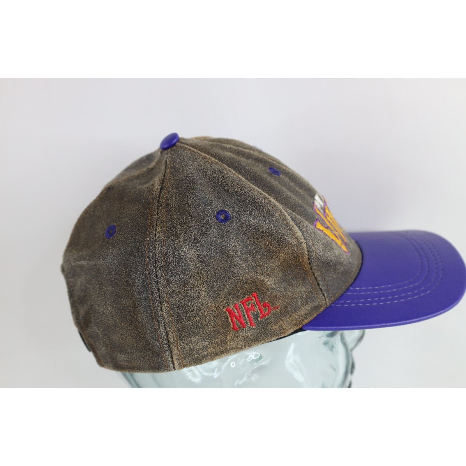 Vintage Vintage 90s Suede Leather Minnesota Vikings Football Hat Size ONE SIZE - 6 Thumbnail