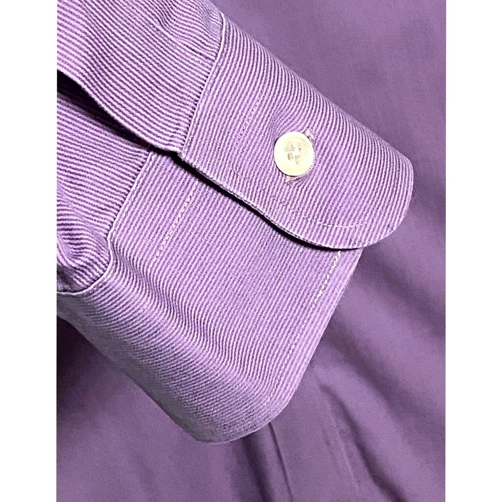 Nordstrom VTG Nordstrom Dress Shirt Mens 15.5 35 Purple Smart Care Wrinkle Free Button Size 42R - 5 Thumbnail