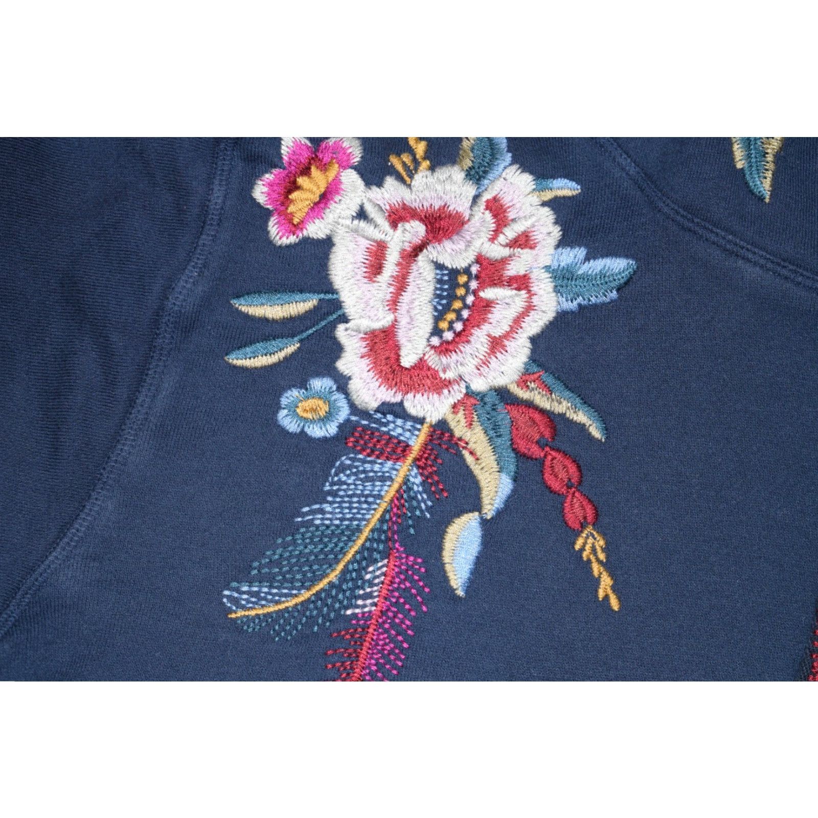 Johnny Was JOHNNY WAS Floral Pullover Hoodie Deep Blue Cotton Womens S Size S / US 4 / IT 40 - 5 Thumbnail
