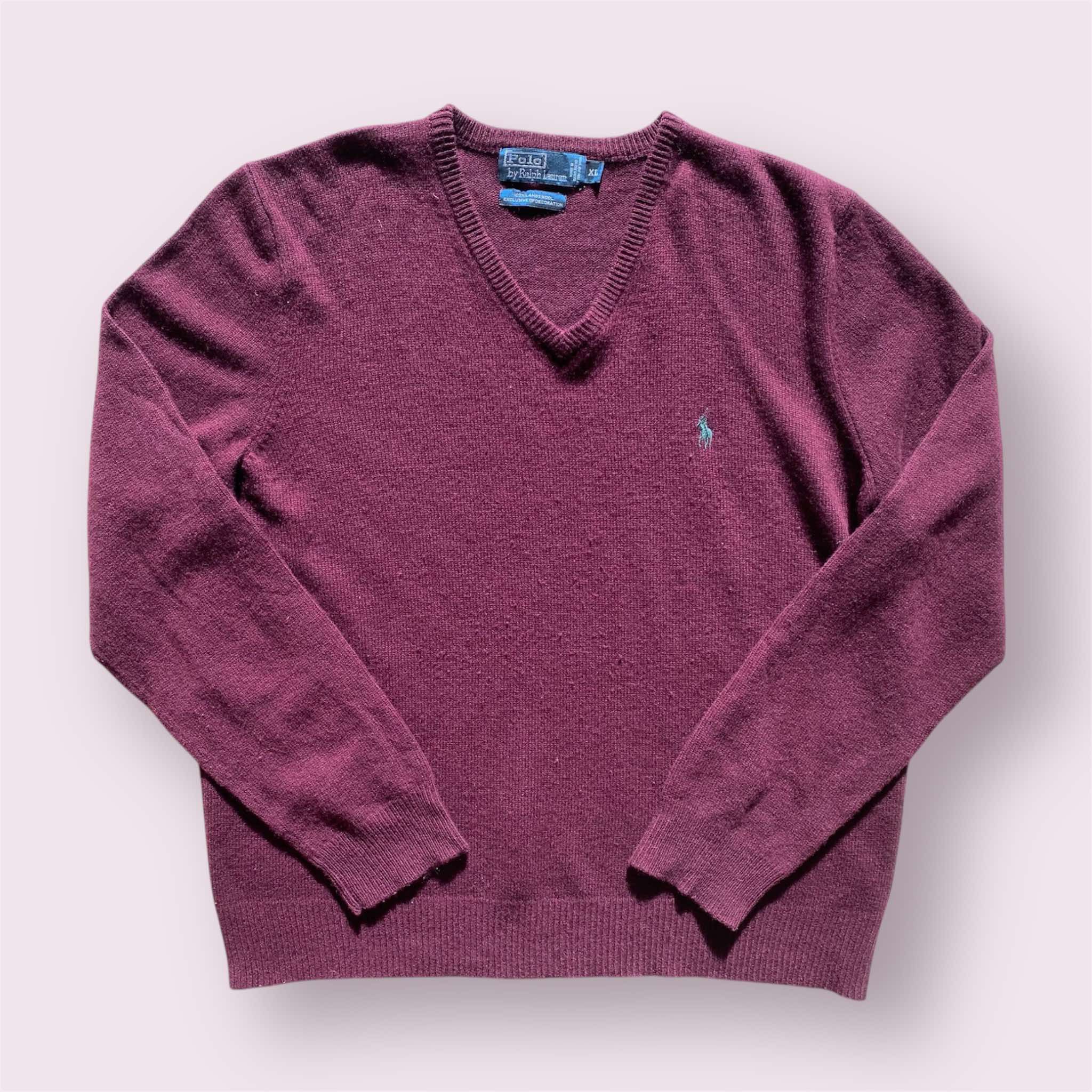 Polo Ralph Lauren × Vintage Polo Ralph Lauren V-Neck Sweater Lambswool Logo Size US L / EU 52-54 / 3 - 1 Thumbnail