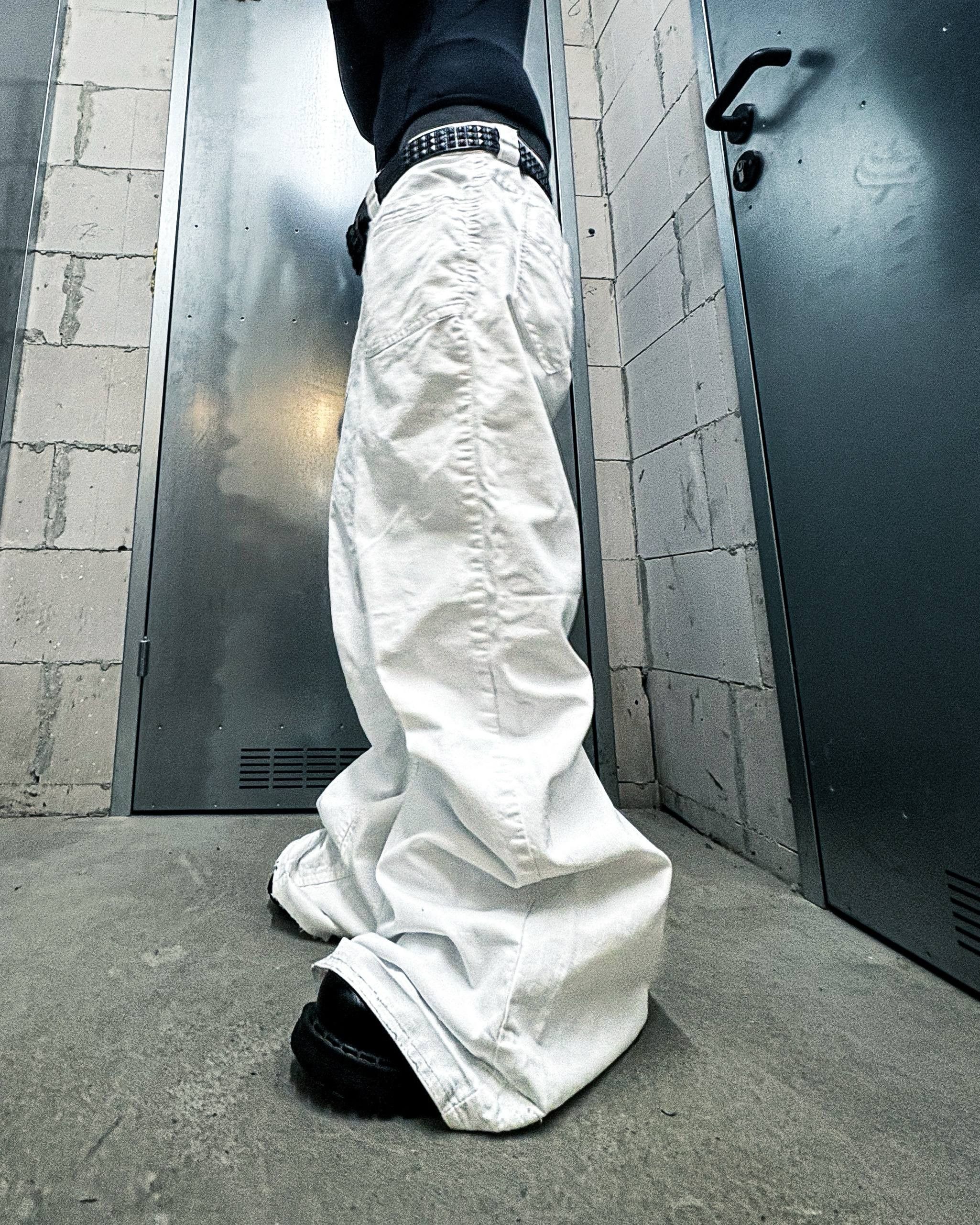 Japanese Brand Custom white Baggy Distressed Jeans Painted Wide Leg Size US 31 - 3 Thumbnail