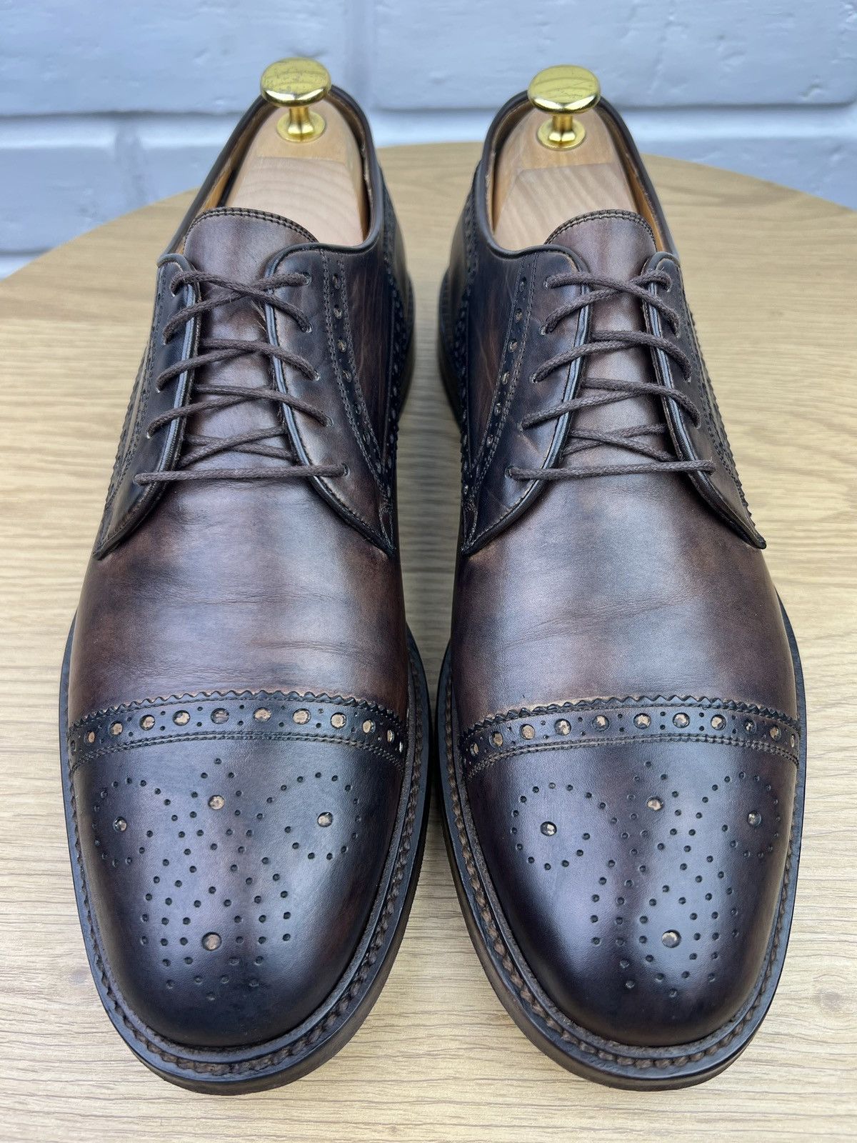 Gucci GUCCI Derby Brogues Leather Shoes Wingtip Brown Men’s Size US 10 / EU 43 - 6 Thumbnail