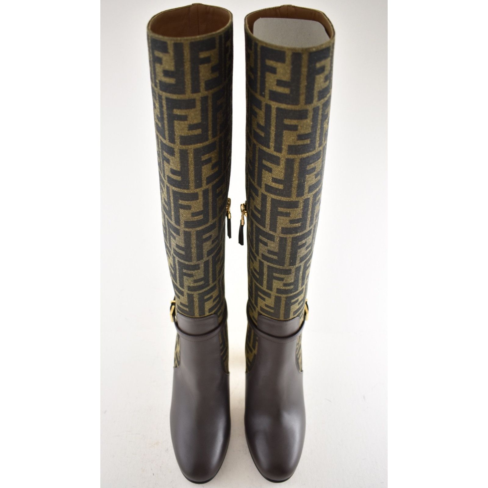 Fendi Fendi 105mm Traced Brown Leather Monogram FF Logo Size US 7 / IT 37 - 9 Thumbnail
