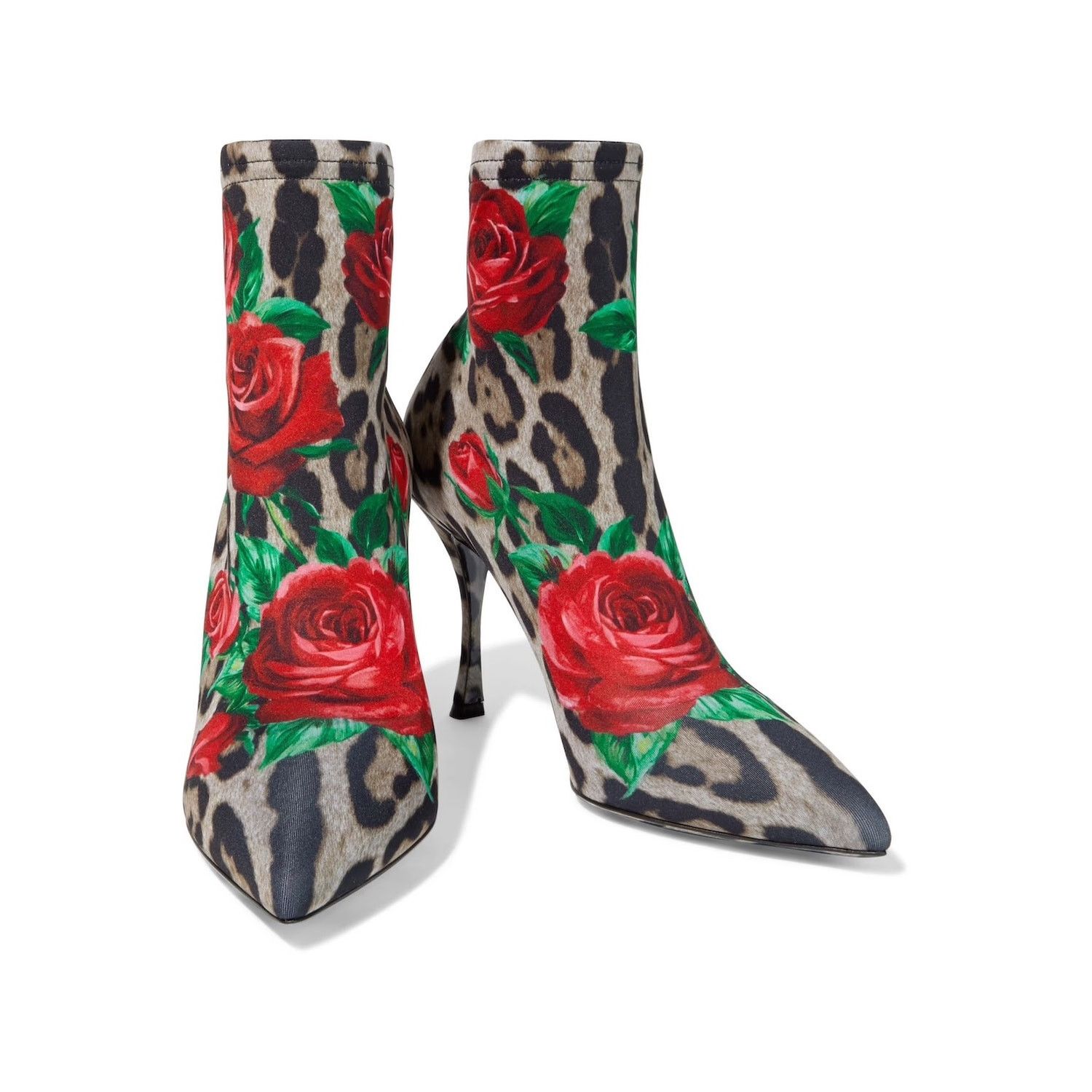 Dolce & Gabbana Dolce & Gabbana Leopard Rose Print Stretch boots Tan Red 36 Size US 6 / IT 36 - 3 Thumbnail