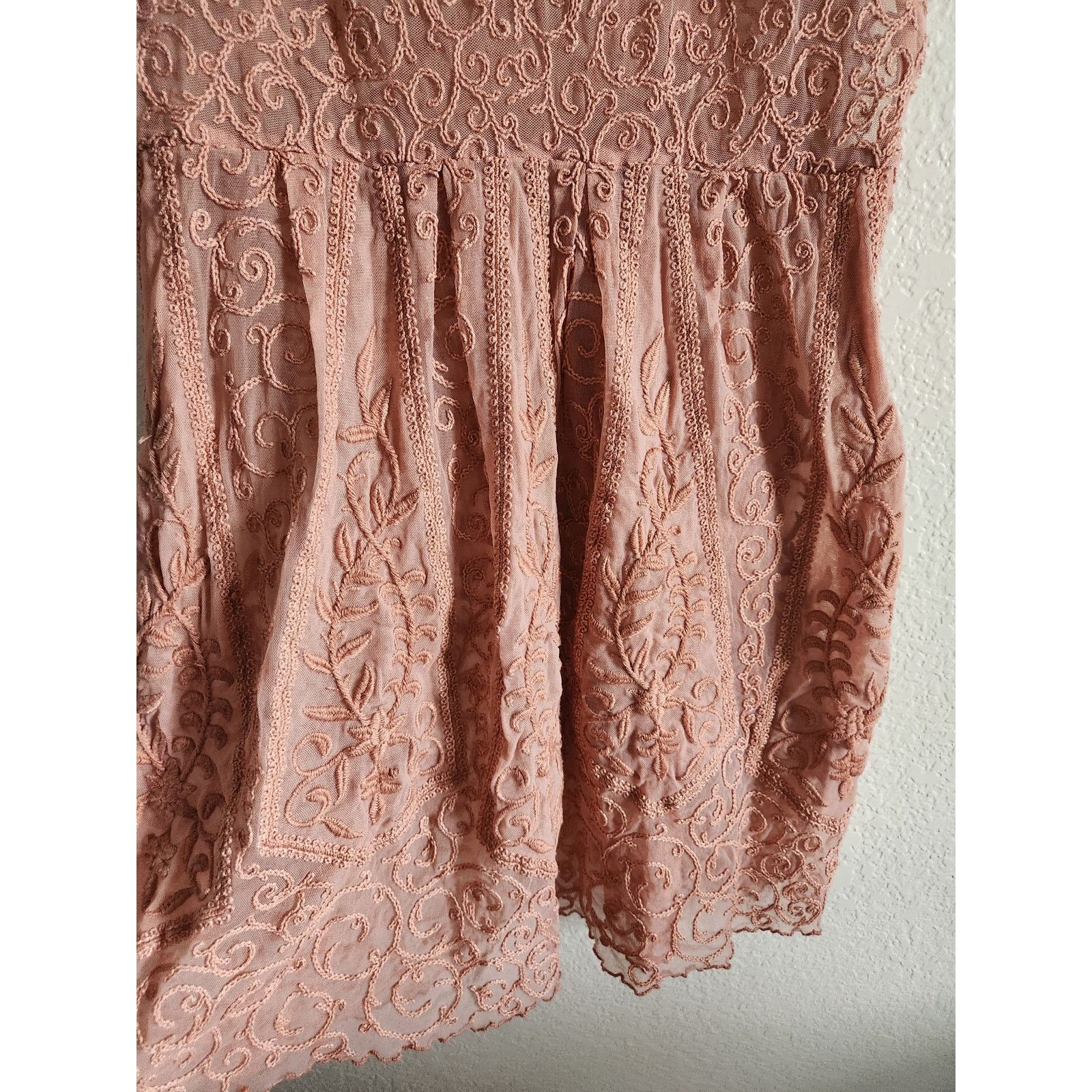 Other Baraschi For Anthropology Semi Sheer Boho Crochet Dress 12 Size XL / US 12-14 / IT 48-50 - 4 Thumbnail