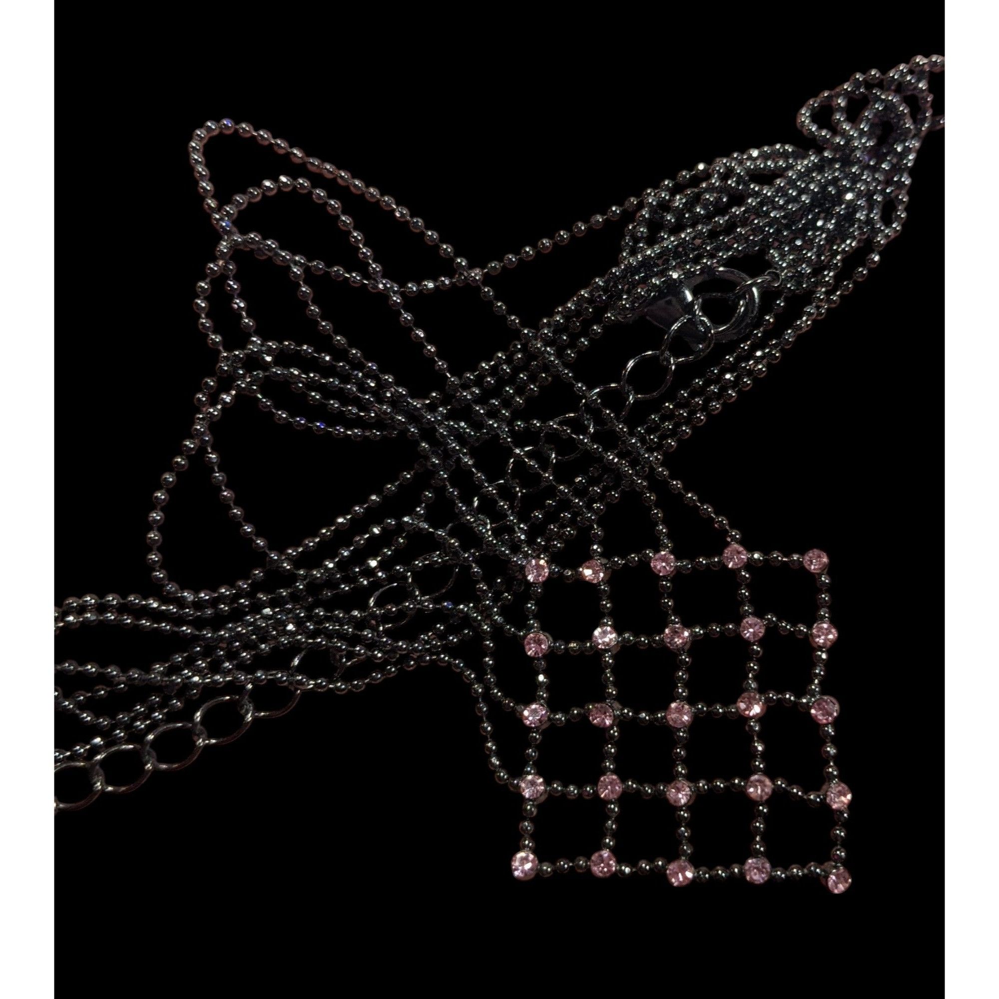 Other Pastel Goth Pink Rhinestone Chain Lattice Necklace Size ONE SIZE - 8 Thumbnail