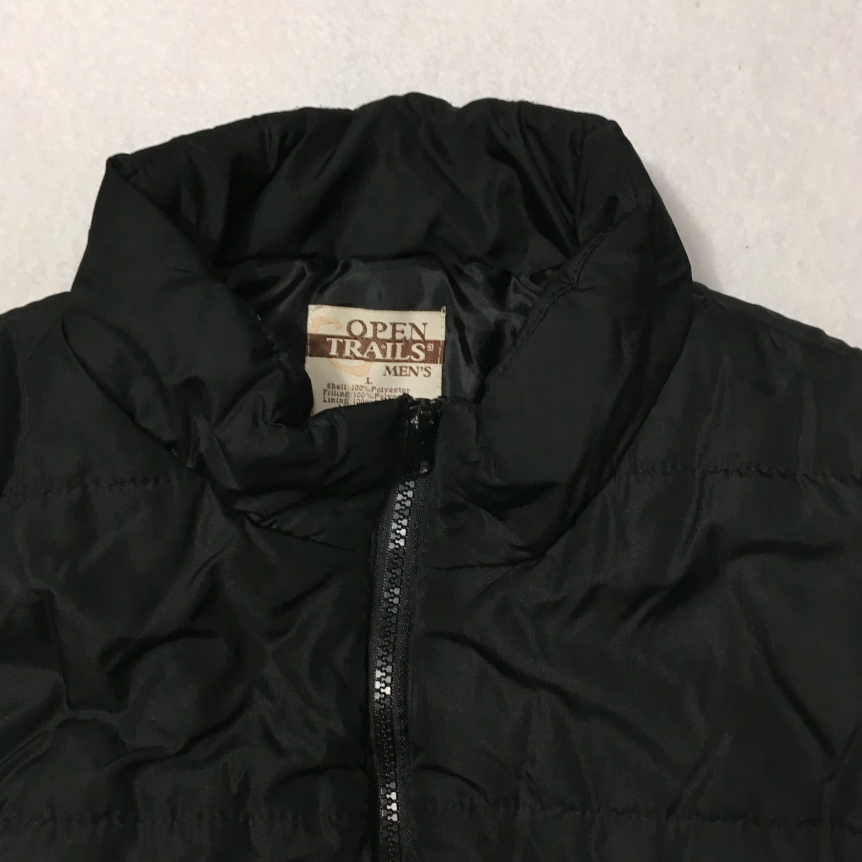 Vintage VINTAGE Open Trails Puffer Vest Mens Large Black Full Zip Polyester Embroidered Solid Jacket/Coat Mid-Length Size L Size US L / EU 52-54 / 3 - 3 Thumbnail