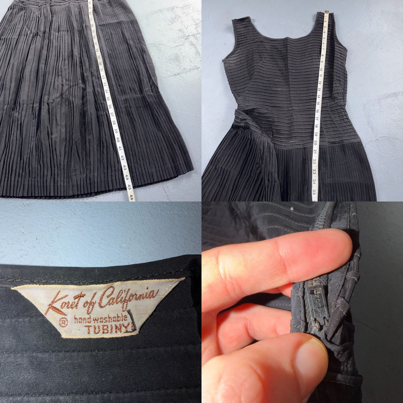 Vintage 1950s Koret of California Midi Dress Womens Rockabilly Black Flare Textured Size S / US 4 / IT 40 - 8 Thumbnail