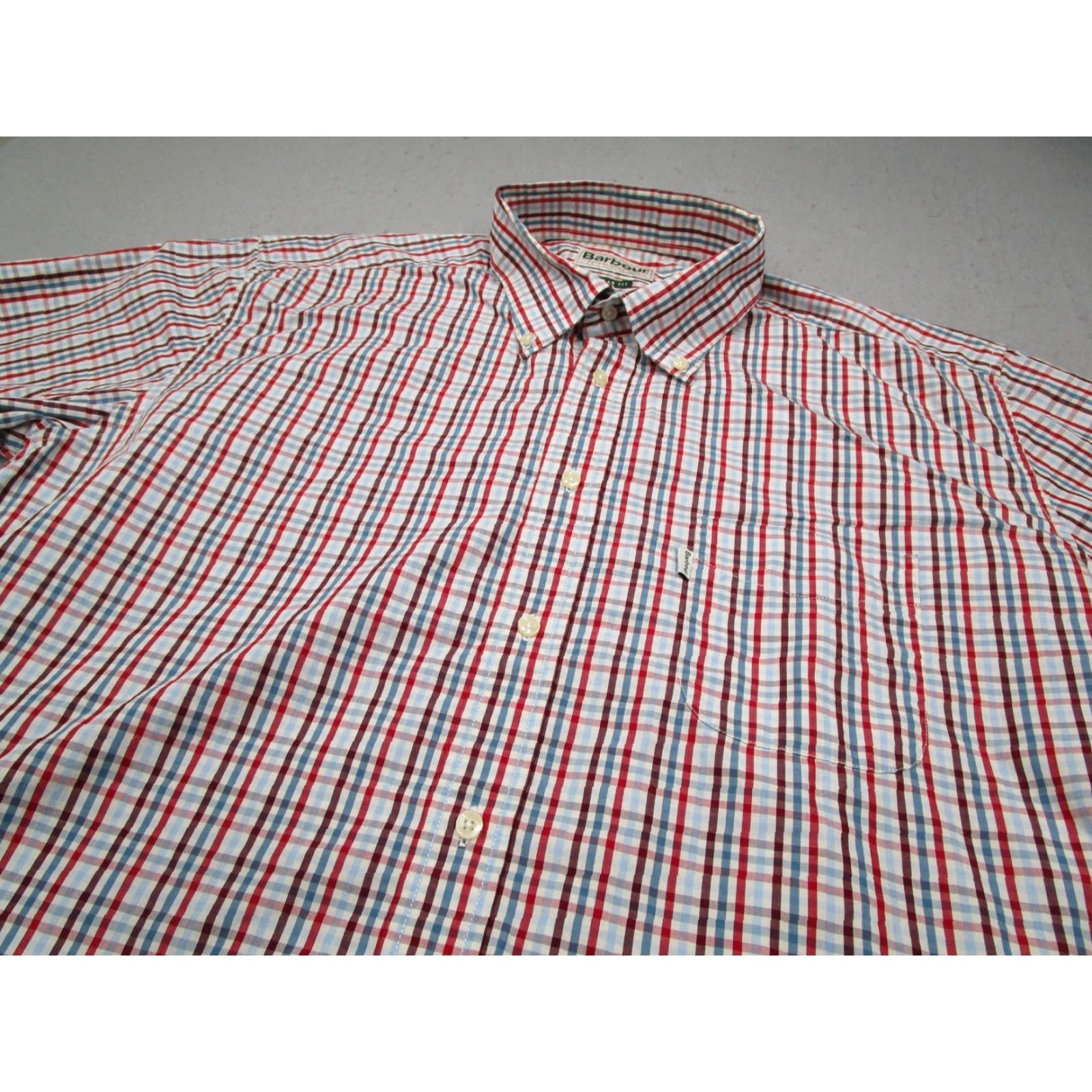 Barbour VINTAGE Barbour Shirt Men's Large Casual Long Sleeve Check Cotton Red Blue 2010s Size US L / EU 52-54 / 3 - 2 Thumbnail