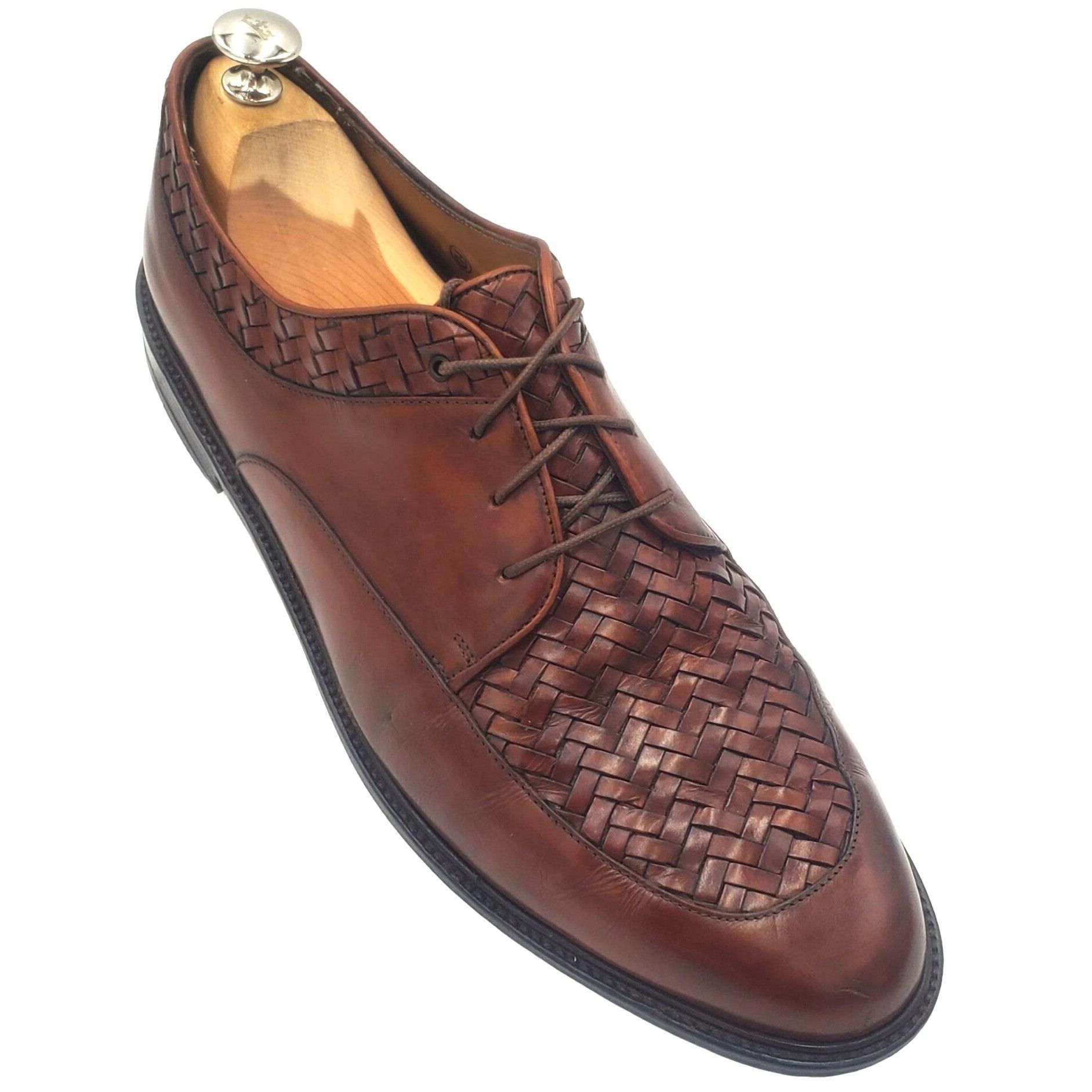 Italy Bragano Cole Haan Men's size 11.5B Brown Leather Woven