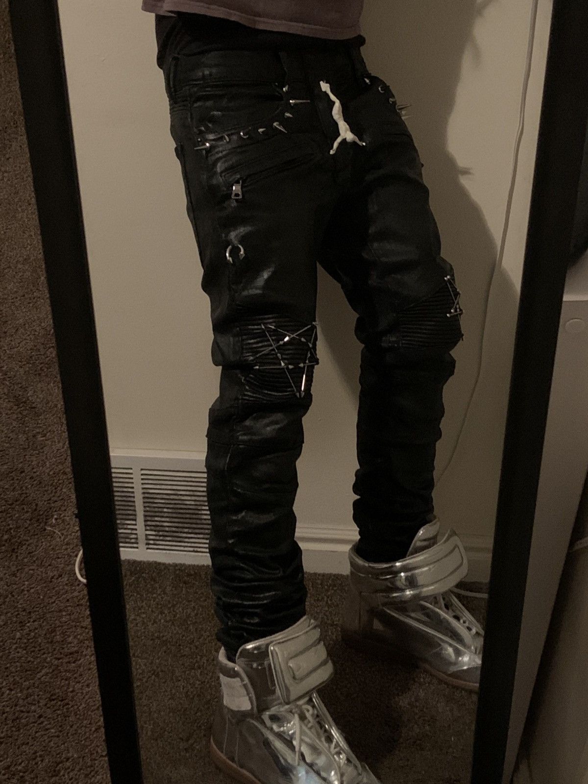Balmain Balmain Like Biker Jeans Waxed Pierced Spiked Fashion Punk Size US 30 / EU 46 - 21 Thumbnail