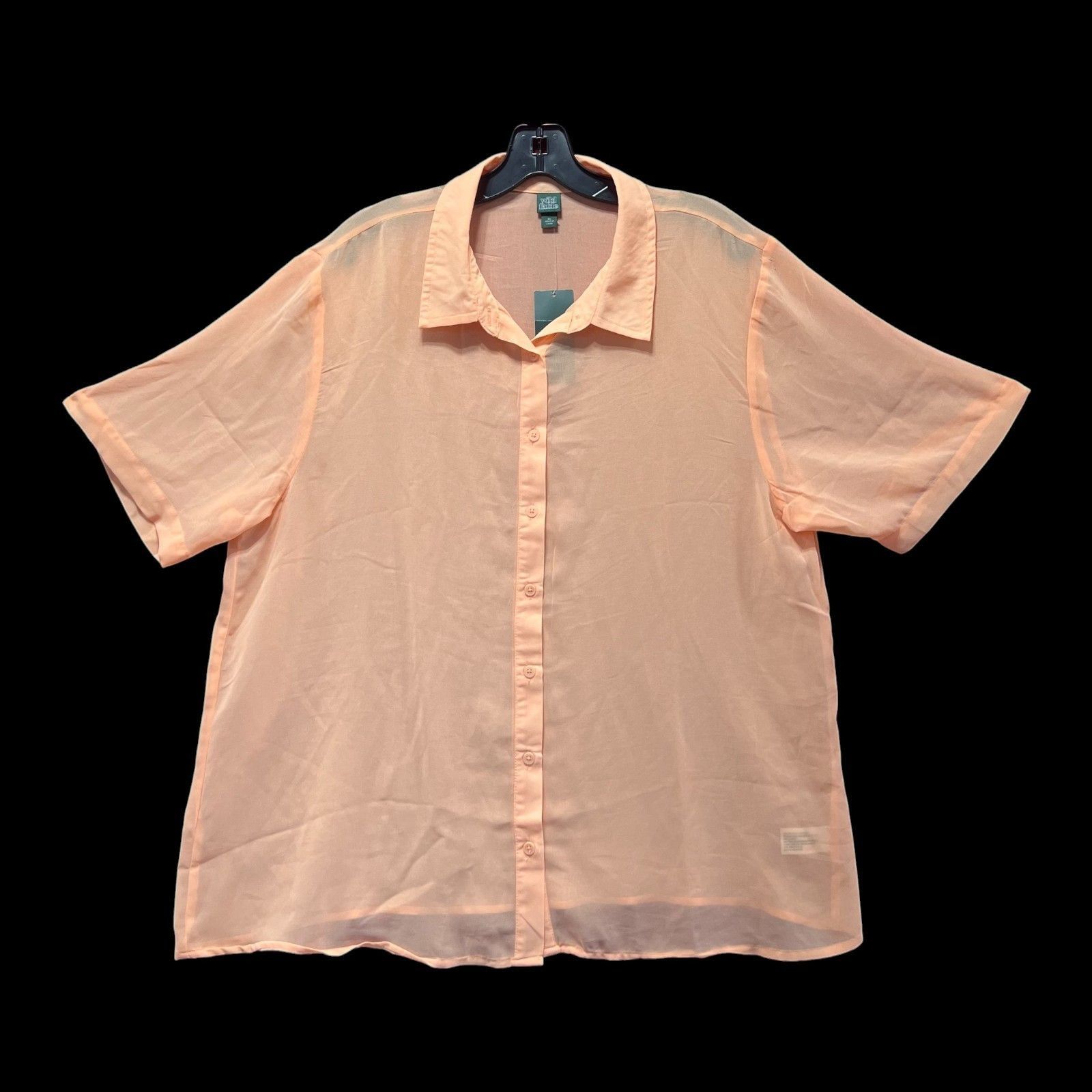 Other Wild Fable - Women's Short Sleeve Oversized Sheer Button -Do Size XL / US 12-14 / IT 48-50 - 2 Thumbnail