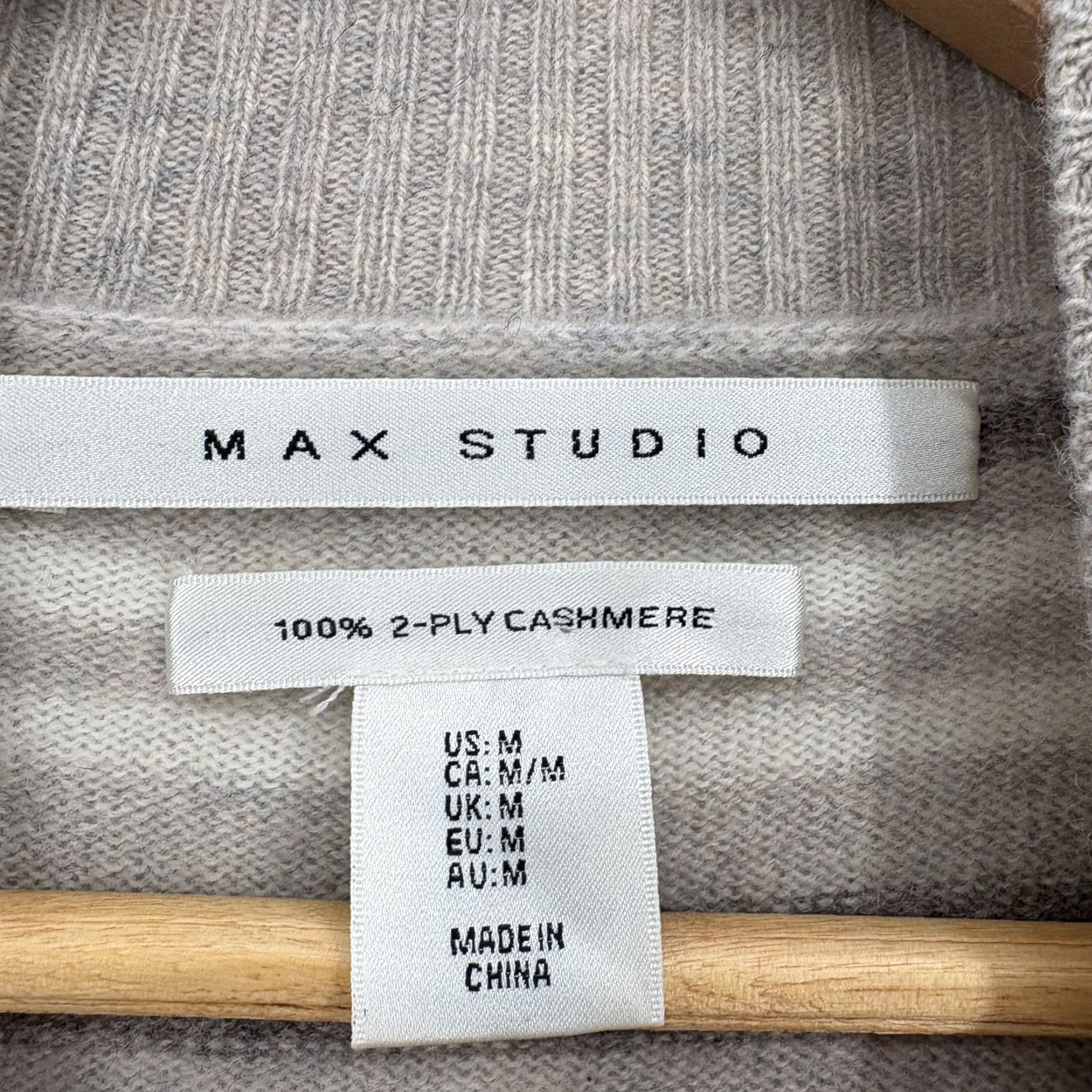 Vintage Max Studio Sweater Womens Medium Gray Stripe Mock Neck 100% Cashmere Knit Cozy Size M / US 6-8 / IT 42-44 - 4 Thumbnail