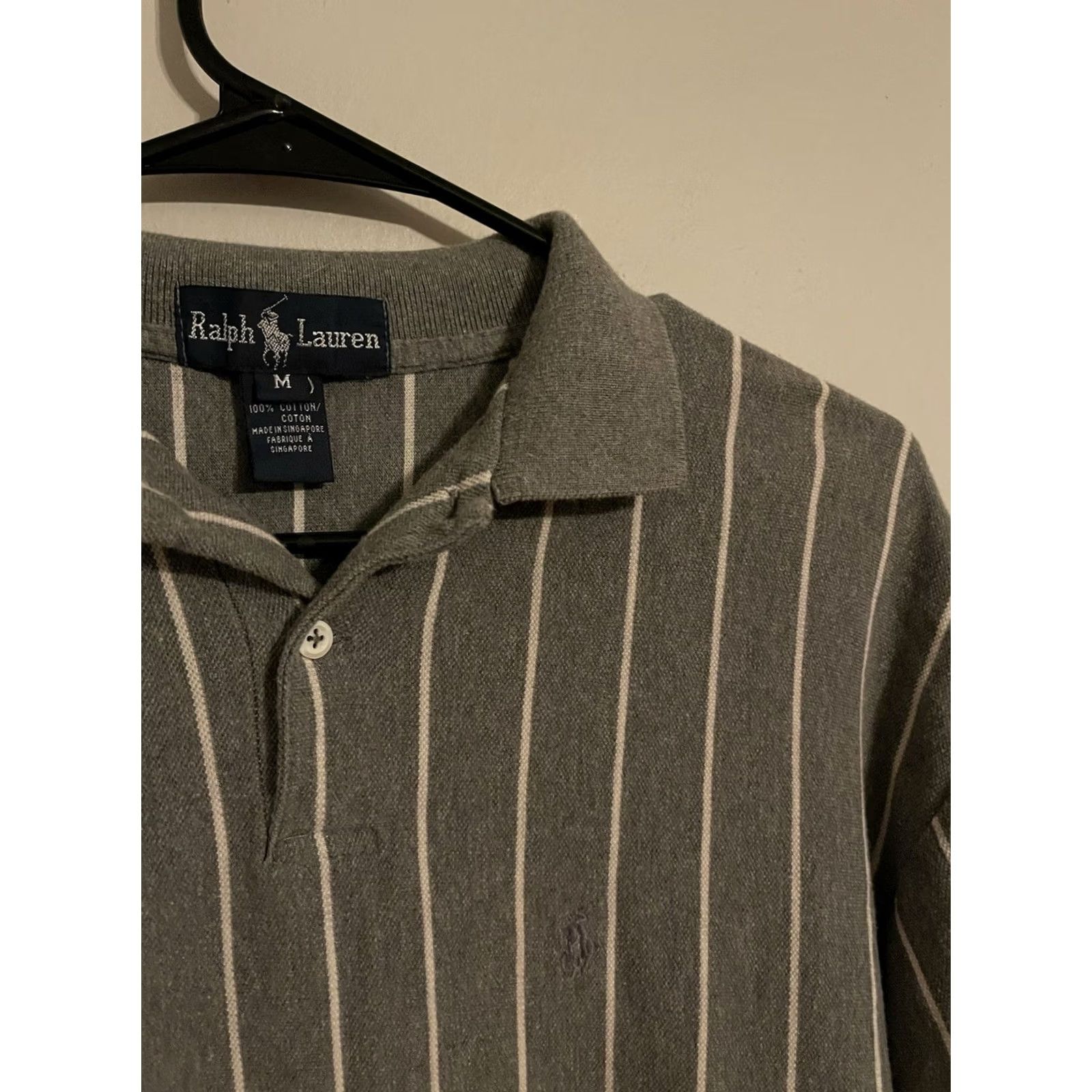 Polo Ralph Lauren VINTAGE Polo Ralph Lauren Gray Striped L/S Collared Shirt Men's Medium Size US M / EU 48-50 / 2 - 2 Thumbnail