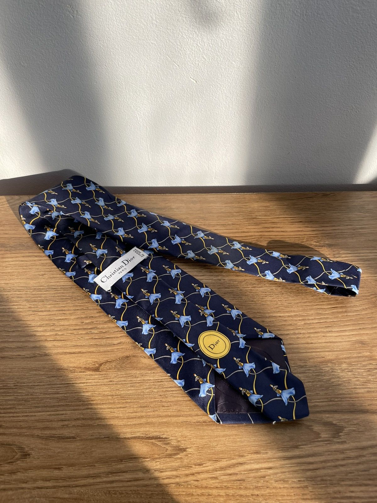 Christian Dior Monsieur Christian Dior Silk Tie Patterned Vintage Blue Gold Luxury Size ONE SIZE - 1 Thumbnail