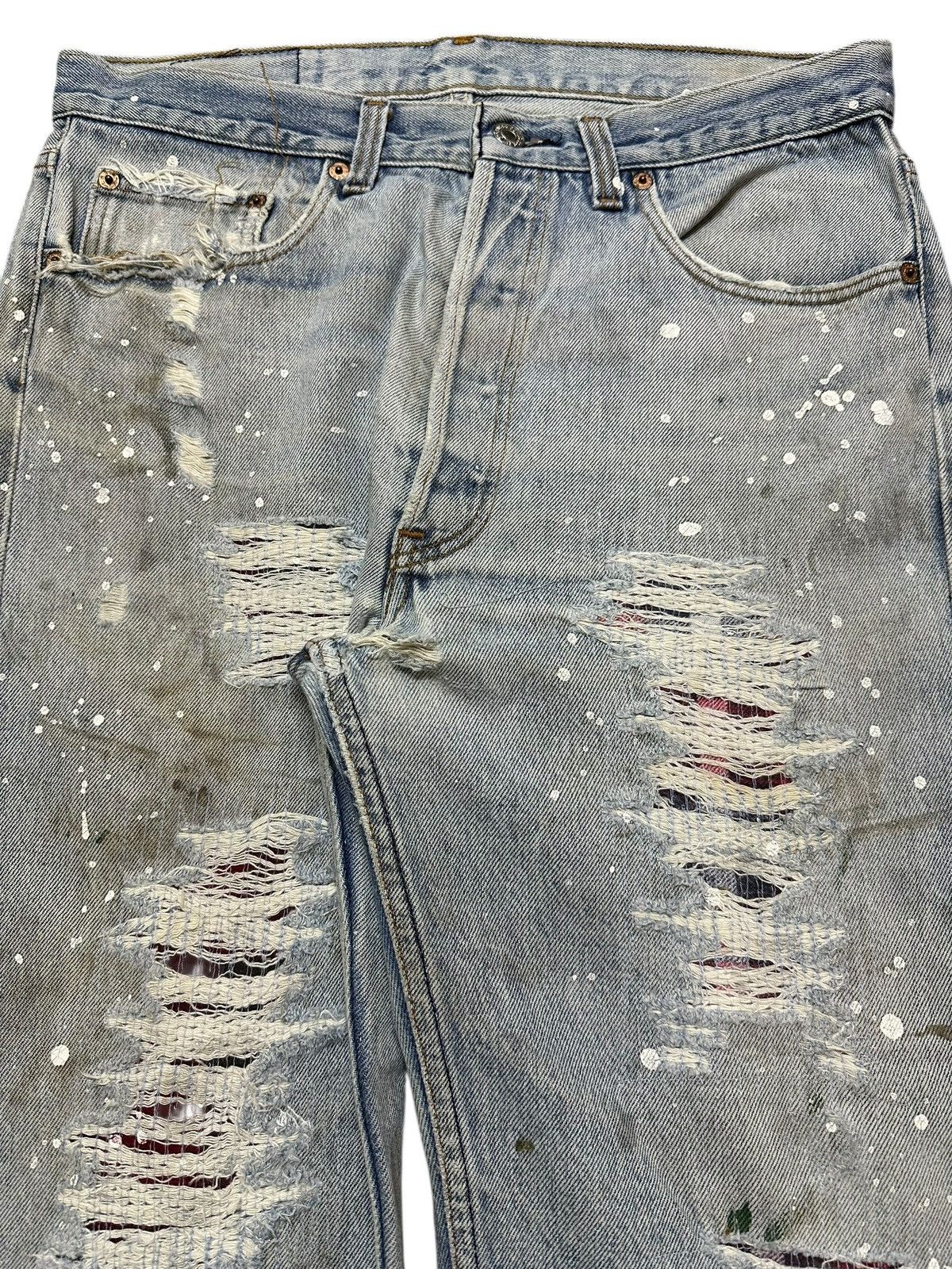 Levi's Vintage 80s Levis 501 Paint Splatter Distressed Jeans Size US 32 / EU 48 - 4 Thumbnail