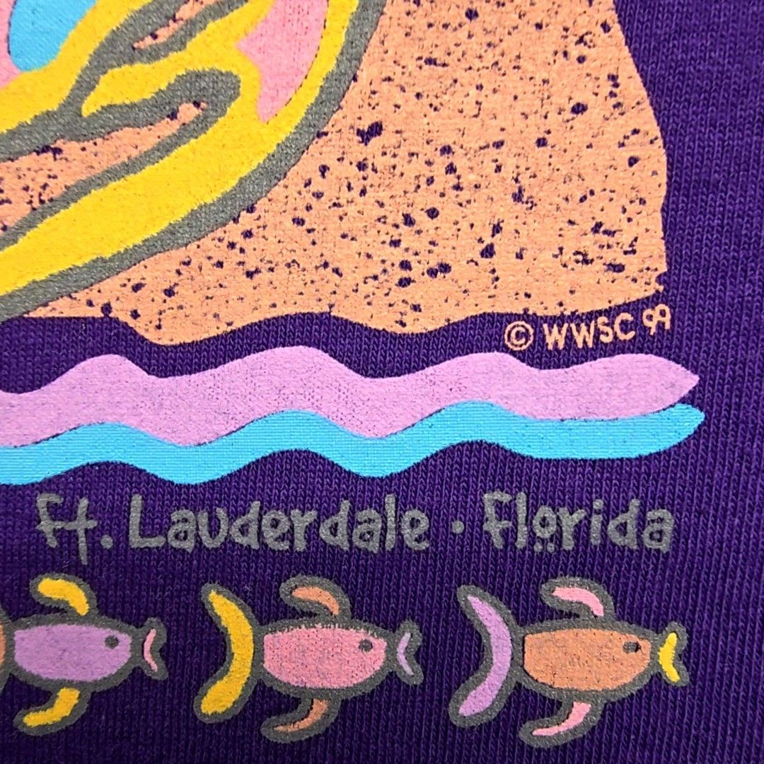 Vintage Vintage Fish Shirt Ft. Lauderdale Florida Purple Sleeper Tee Size XL / US 12-14 / IT 48-50 - 3 Thumbnail