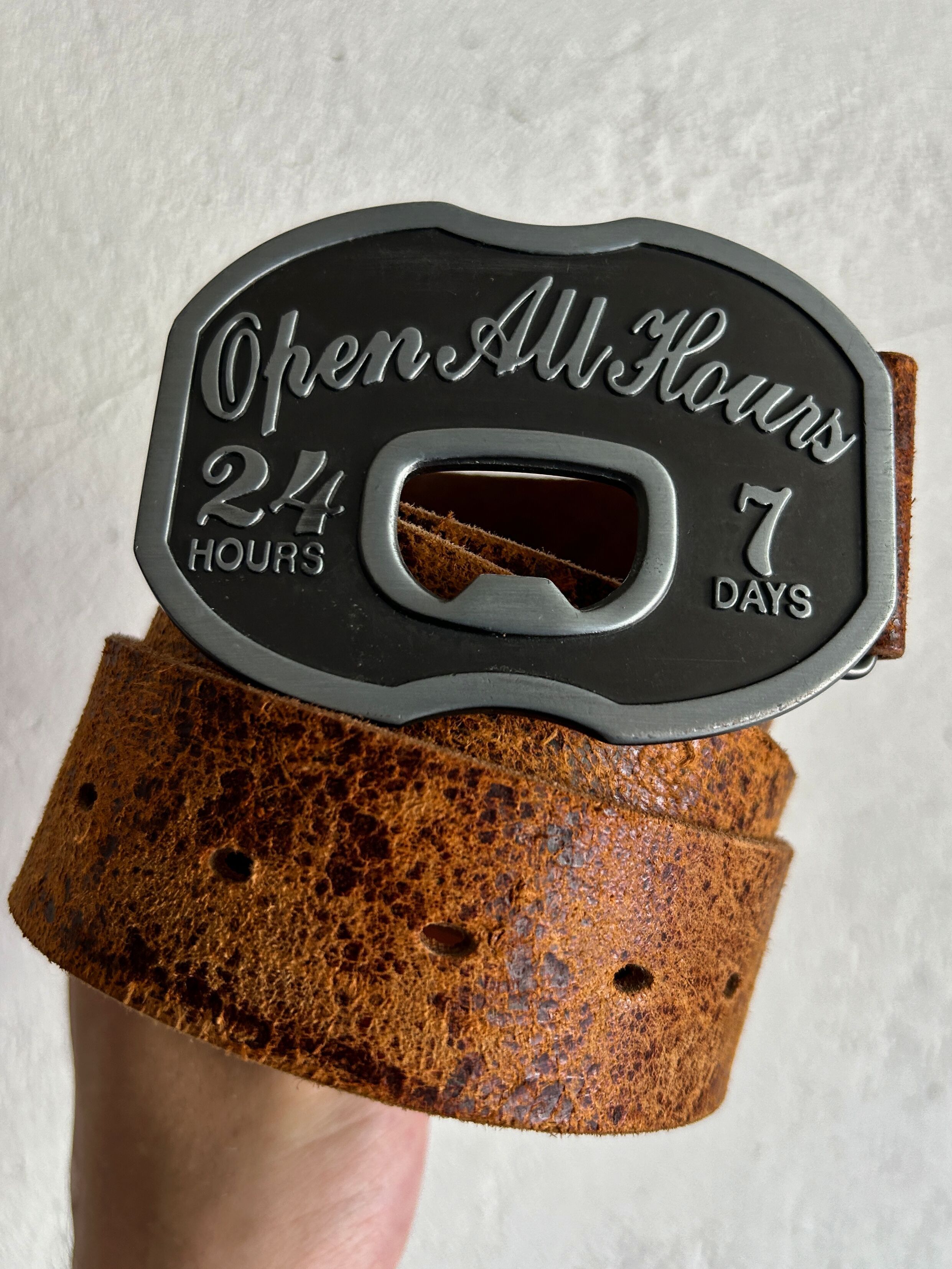 Other Vintage Humor Style Streetwear Open 24/7 Leather Belt Size ONE SIZE - 1 Thumbnail