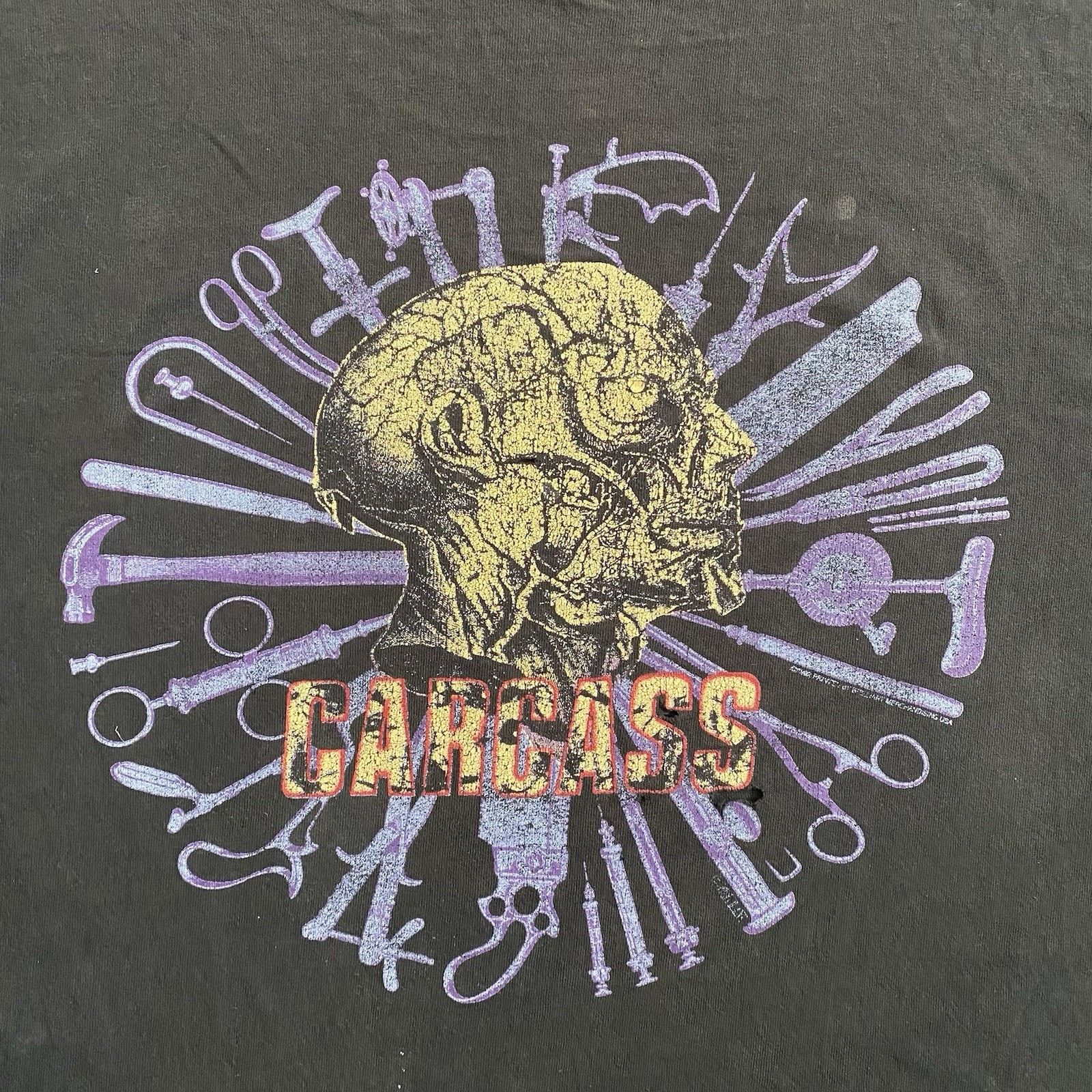 Fruit Of The Loom Vintage 90s Carcass Necroticism Death Metal Band T-Shirt XL Size US XL / EU 56 / 4 - 4 Thumbnail