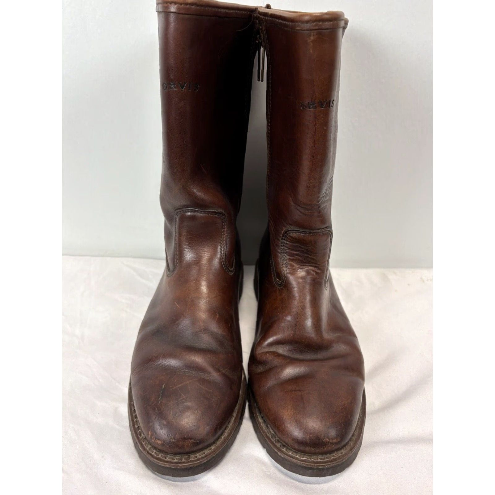 Orvis VINTAGE Orvis Men’s Chukka Boots Leather Mid-Calf Casual Fall Winter US 9 Brown Zipper Made USA Size US 9 / EU 42 - 3 Thumbnail