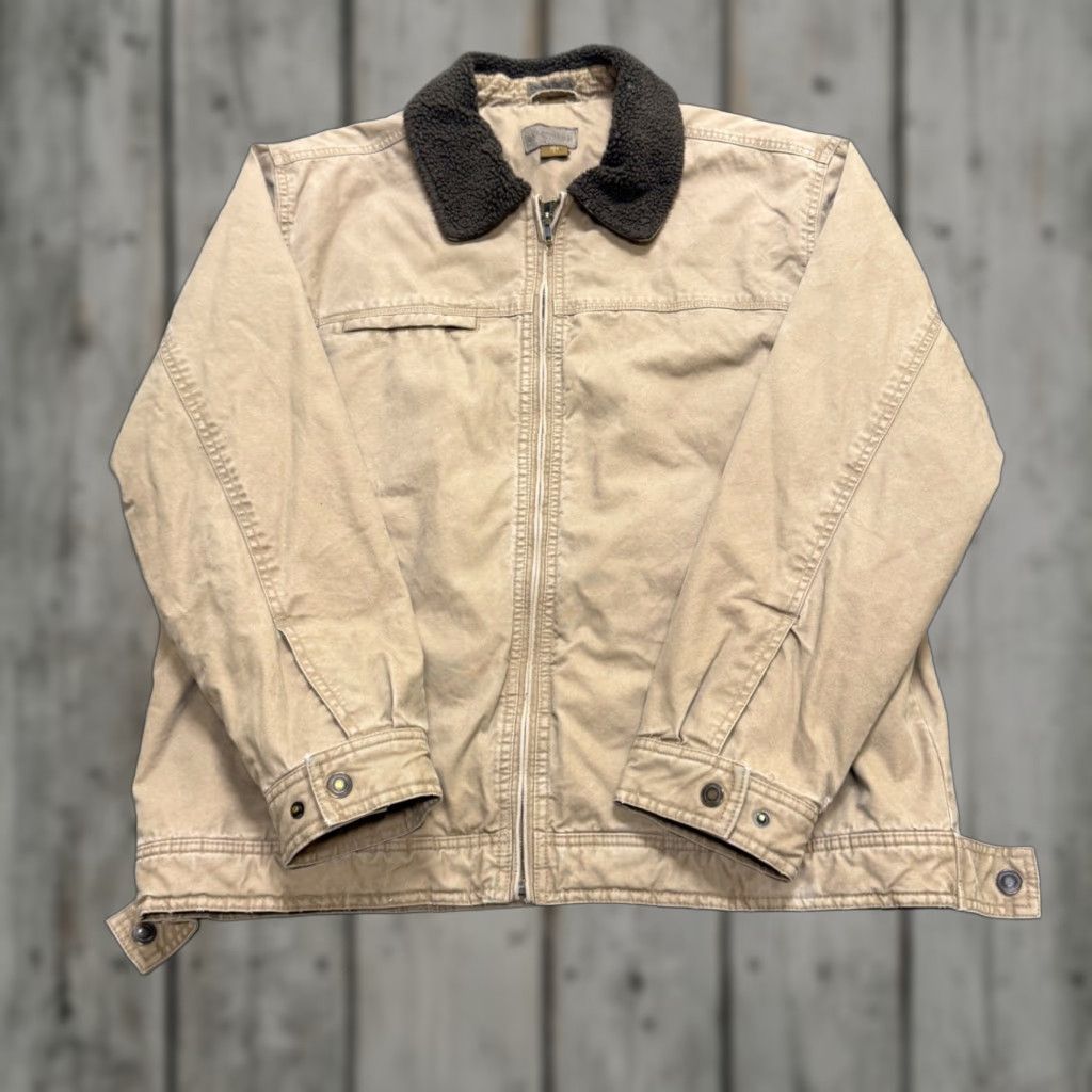 Vintage VINTAGE St. John's Bay Jacket Worker L Beige Tan Fullzip Cotton Blend Overcoat Men Mens Beige Tan L Jacket Size US L / EU 52-54 / 3 - 1 Thumbnail