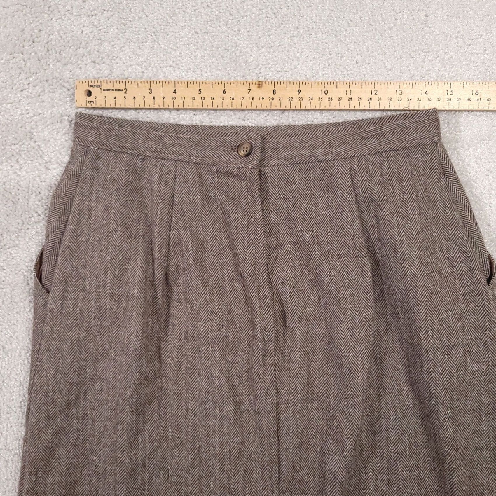 Vintage VINTAGE Isaac Hazan Skirt Midi Women's Brown Knit Pockets Union USA 14P Wool Blend Size 36" / US 14 / IT 50 - 5 Thumbnail