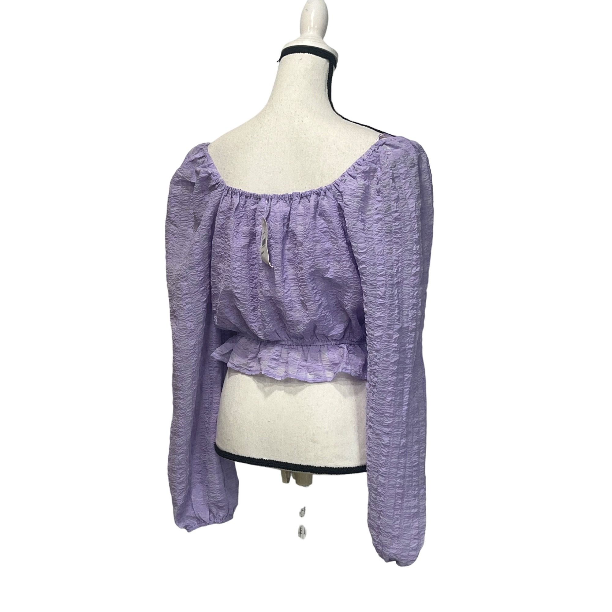 Other Lush women’s Cropped Volume Sleeves Peplum Top, Lilac, Sz. M Size M / US 6-8 / IT 42-44 - 3 Thumbnail