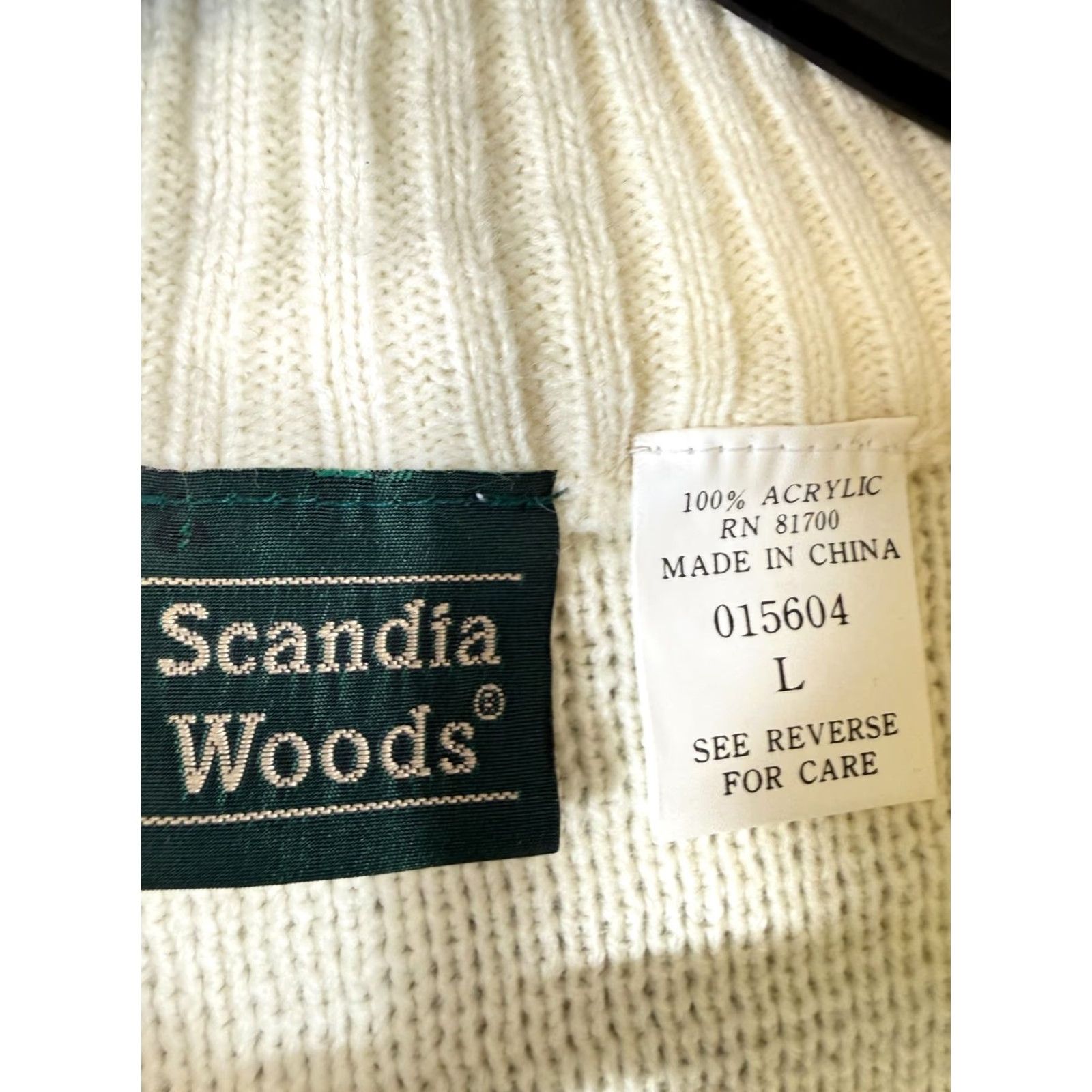 Vintage Scandia Woods Sweater Mens L Ivory Argyle Nordic Deer Mock Neck Full Zip NWOT Size US L / EU 52-54 / 3 - 5 Thumbnail