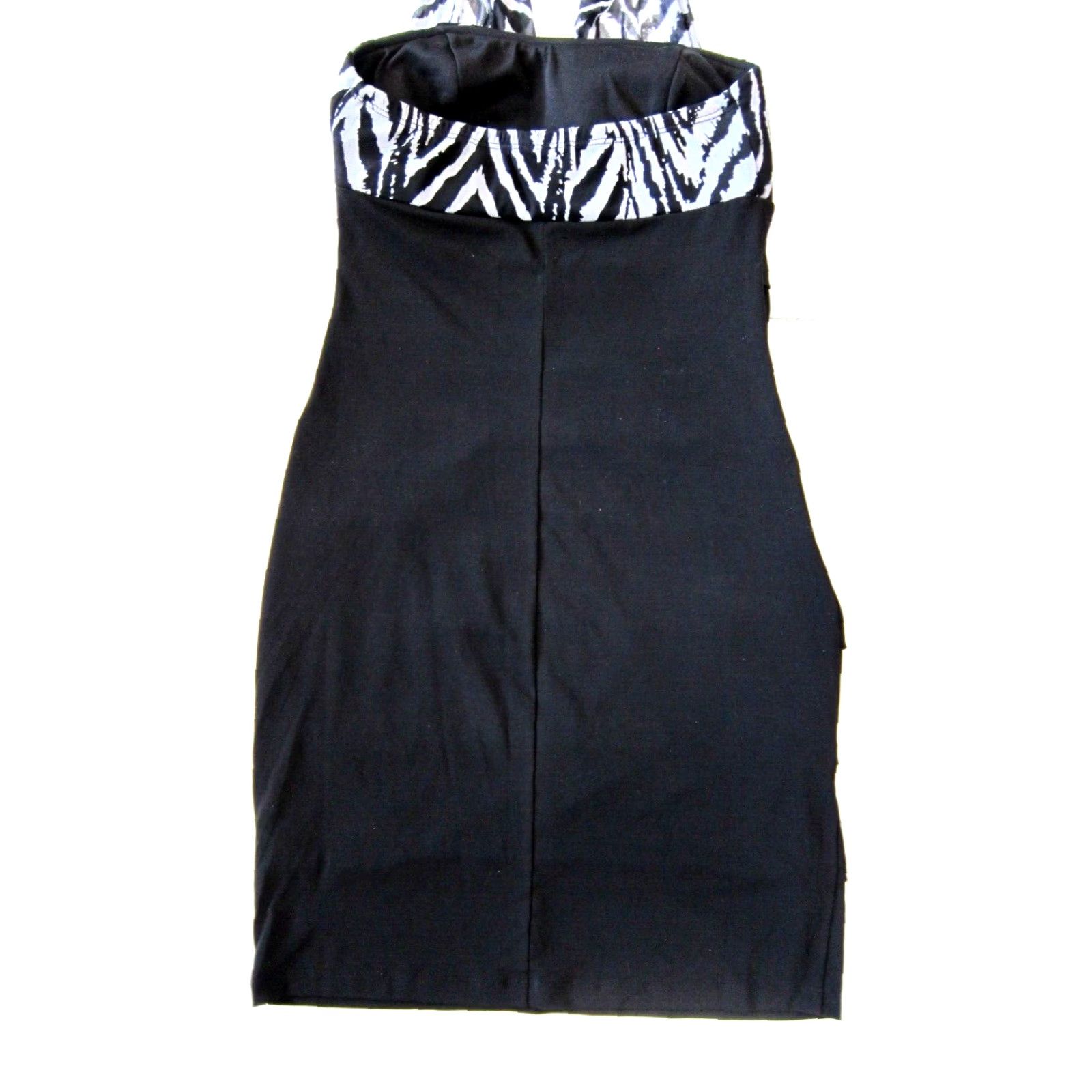 Vintage En Focus Studio Stretch Black Zebra Print Ruffle Bodycon Halter Dress 4 Size L / US 10 / IT 46 - 6 Thumbnail