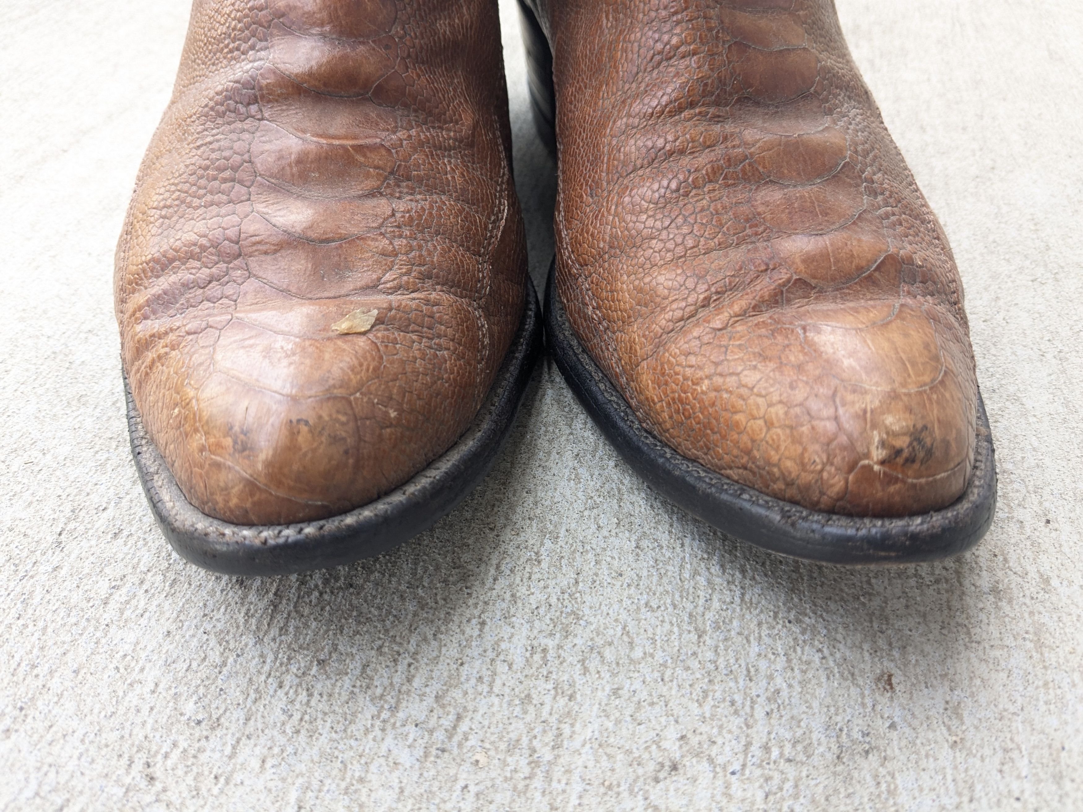Genuine Leather Panhandle Slim Cowboy Boots 10 D Brown Mexico Botas Size US 10 / EU 43 - 2 Thumbnail