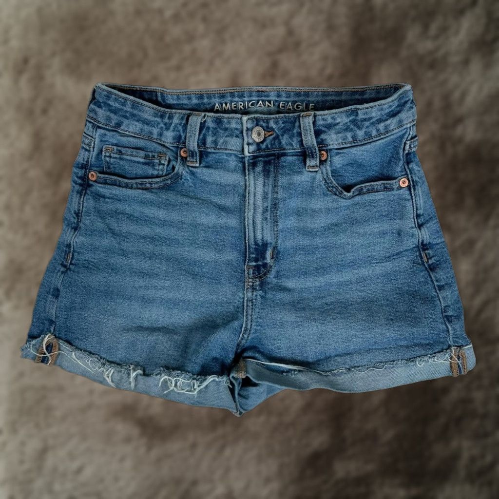 American Eagle Outfitters American Eagle Shorts Womens 4 Blue Mom Short High Rise Cuffed Denim Stretch Size 27" / US 4 / IT 40 - 1 Thumbnail