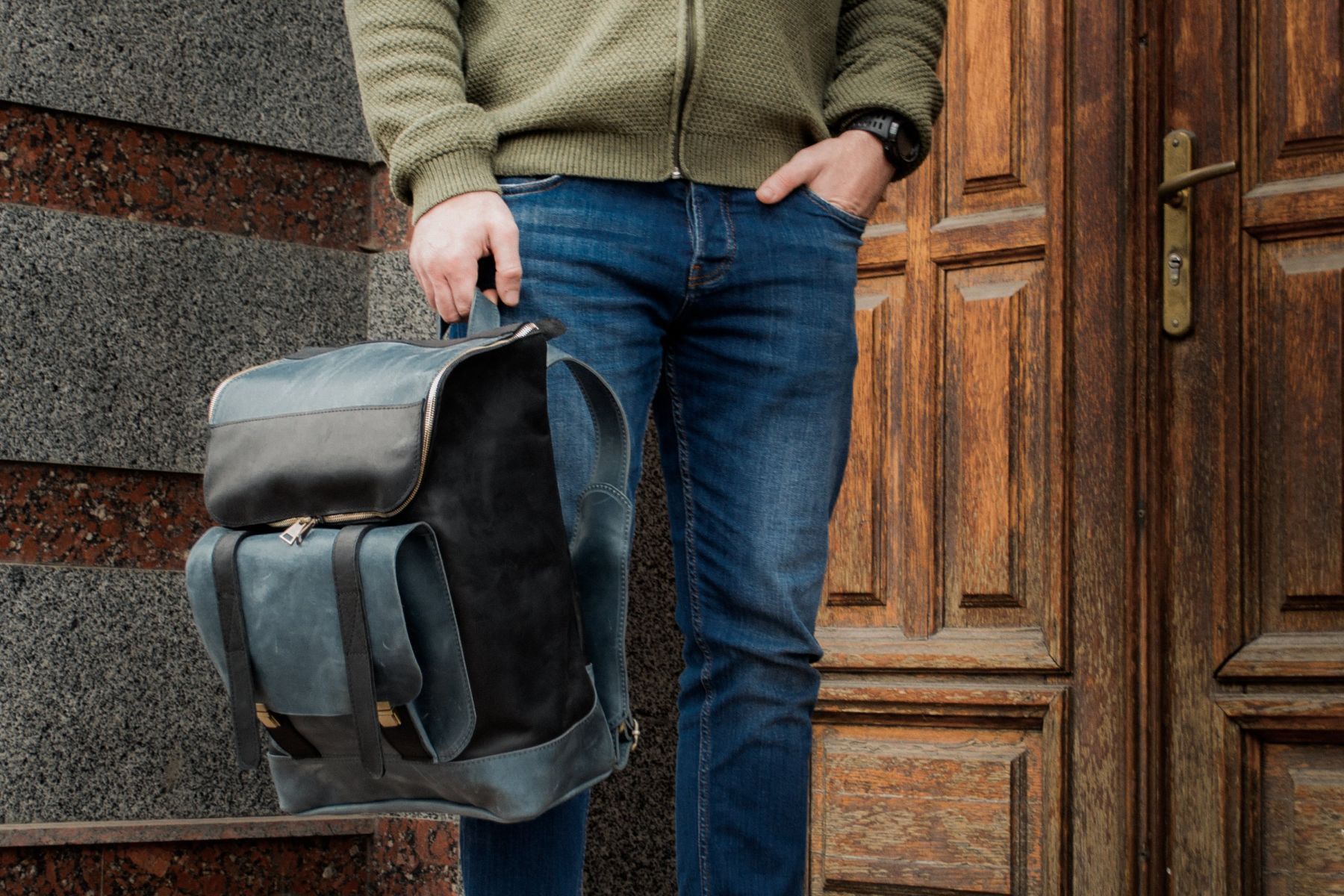 Handmade Genuine Leather Backpack. Laptop backpack. Gift for a man Size ONE SIZE - 6 Thumbnail