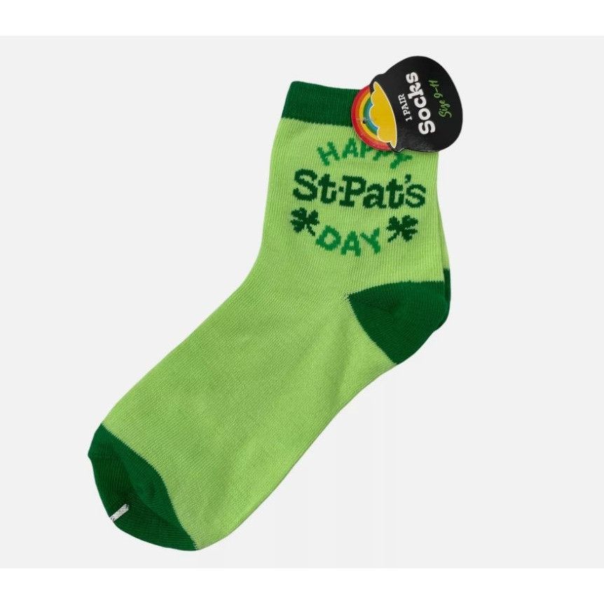 Other Happy St. Pats Day Green Socks With Shamrocks Size ONE SIZE - 1 Thumbnail