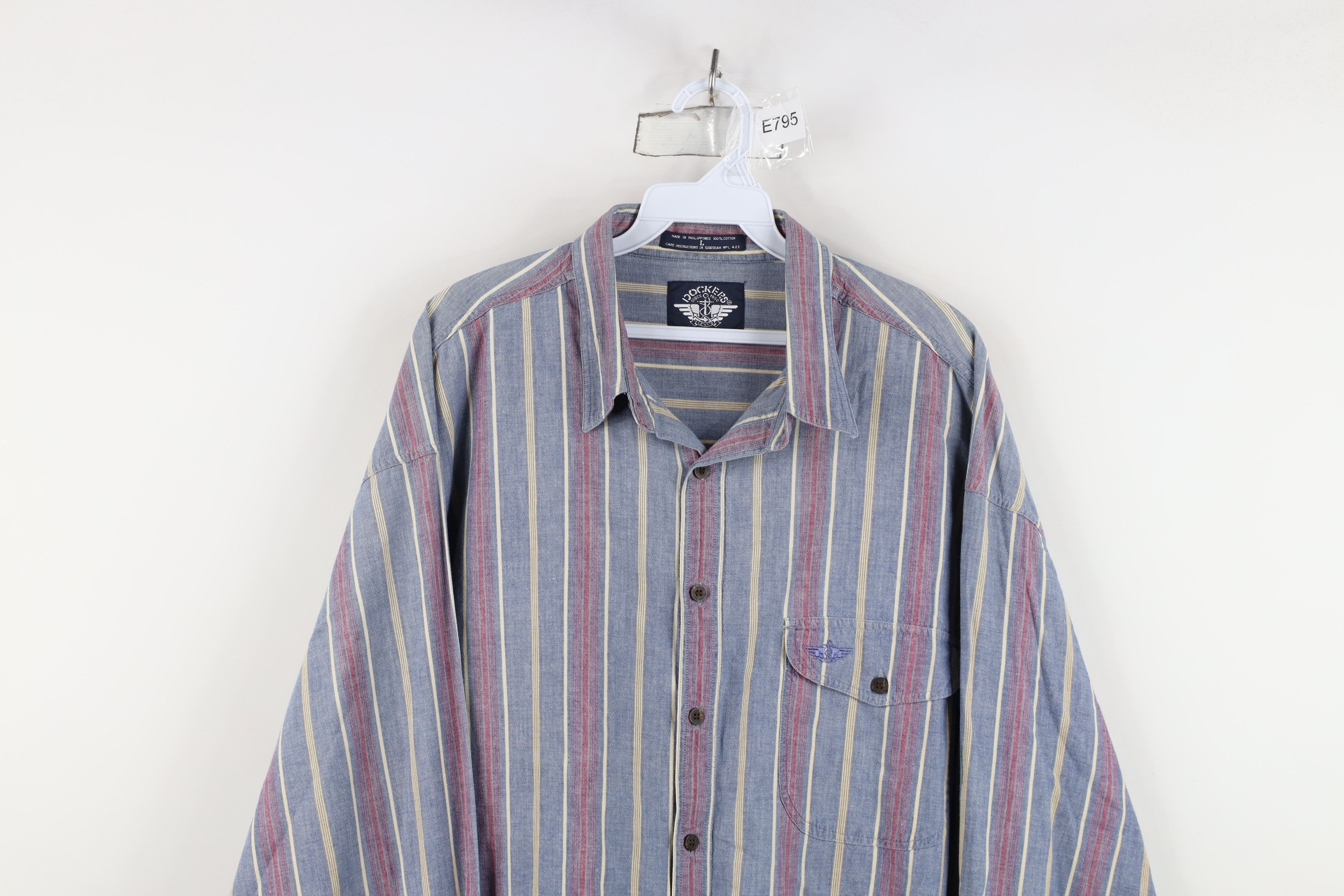 Vintage Vintage 90s Streetwear Chambray Collared Button Shirt Size US L / EU 52-54 / 3 - 2 Thumbnail