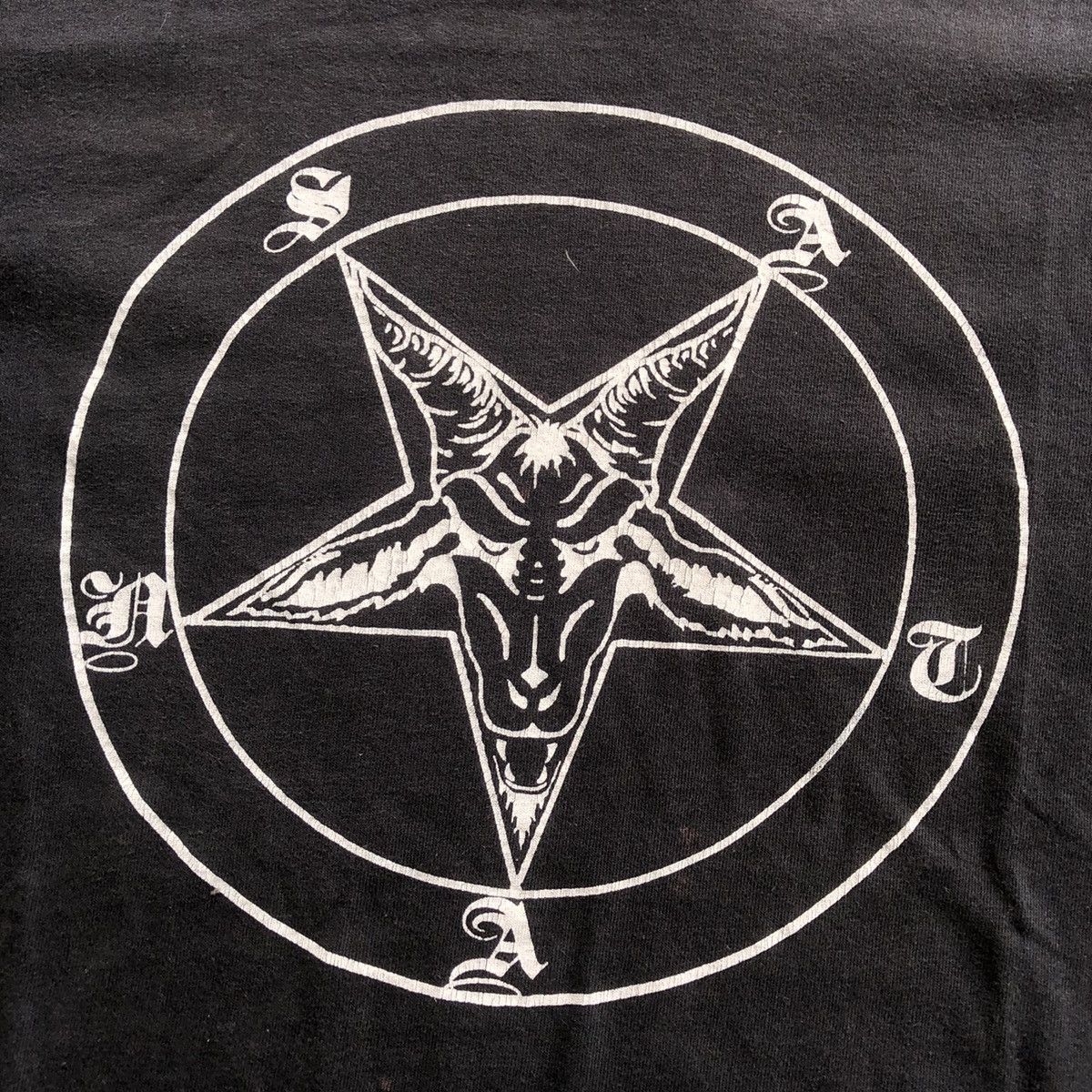 Band Tees × Vintage Vtg Satan Sigil Of Baphomet Pentagram Tshirt Size US S / EU 44-46 / 1 - 4 Thumbnail