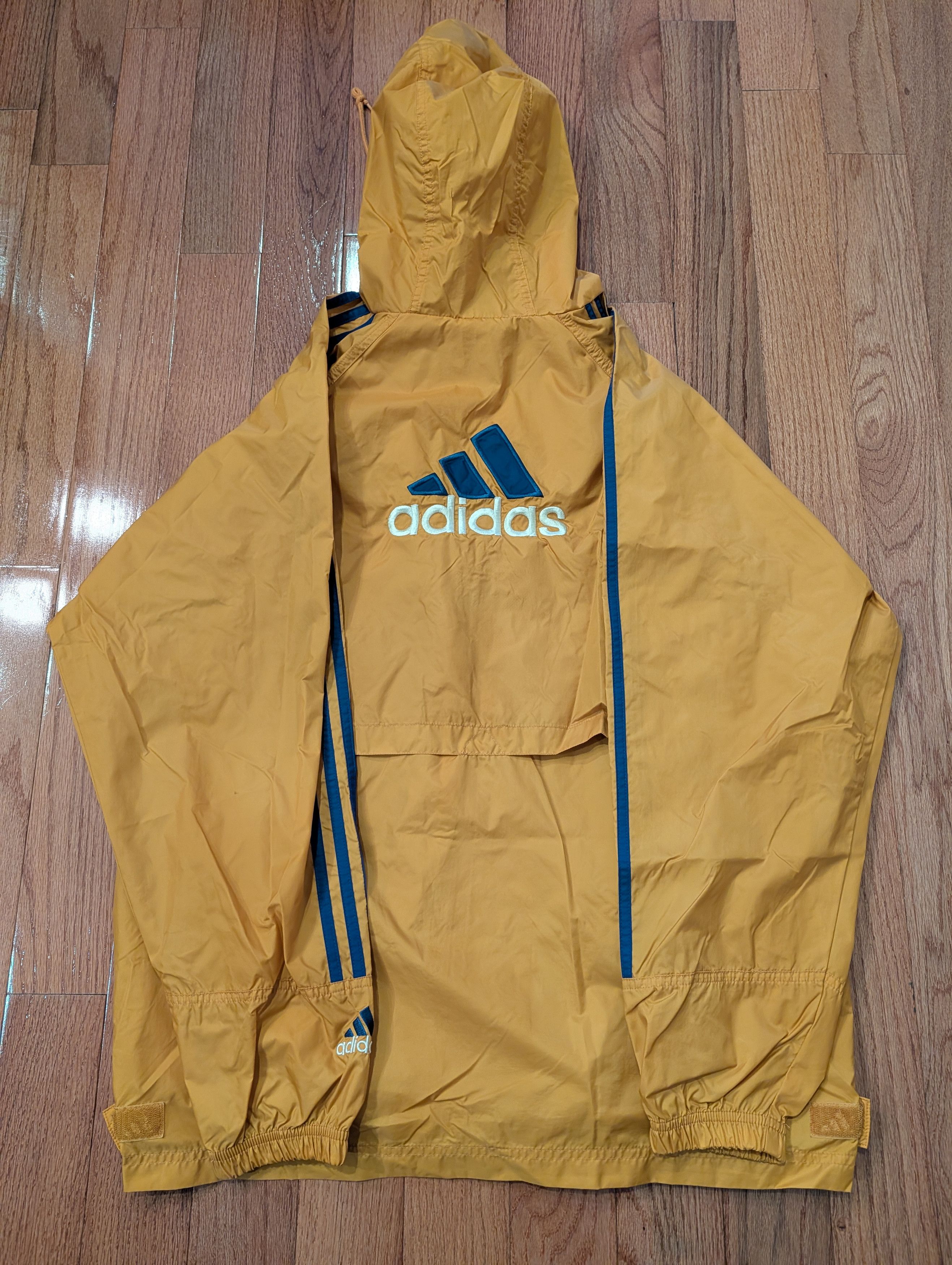 Adidas Vintage Adidas Jacket Windbreaker Warm Up Striped Hooded Size US L / EU 52-54 / 3 - 1 Thumbnail
