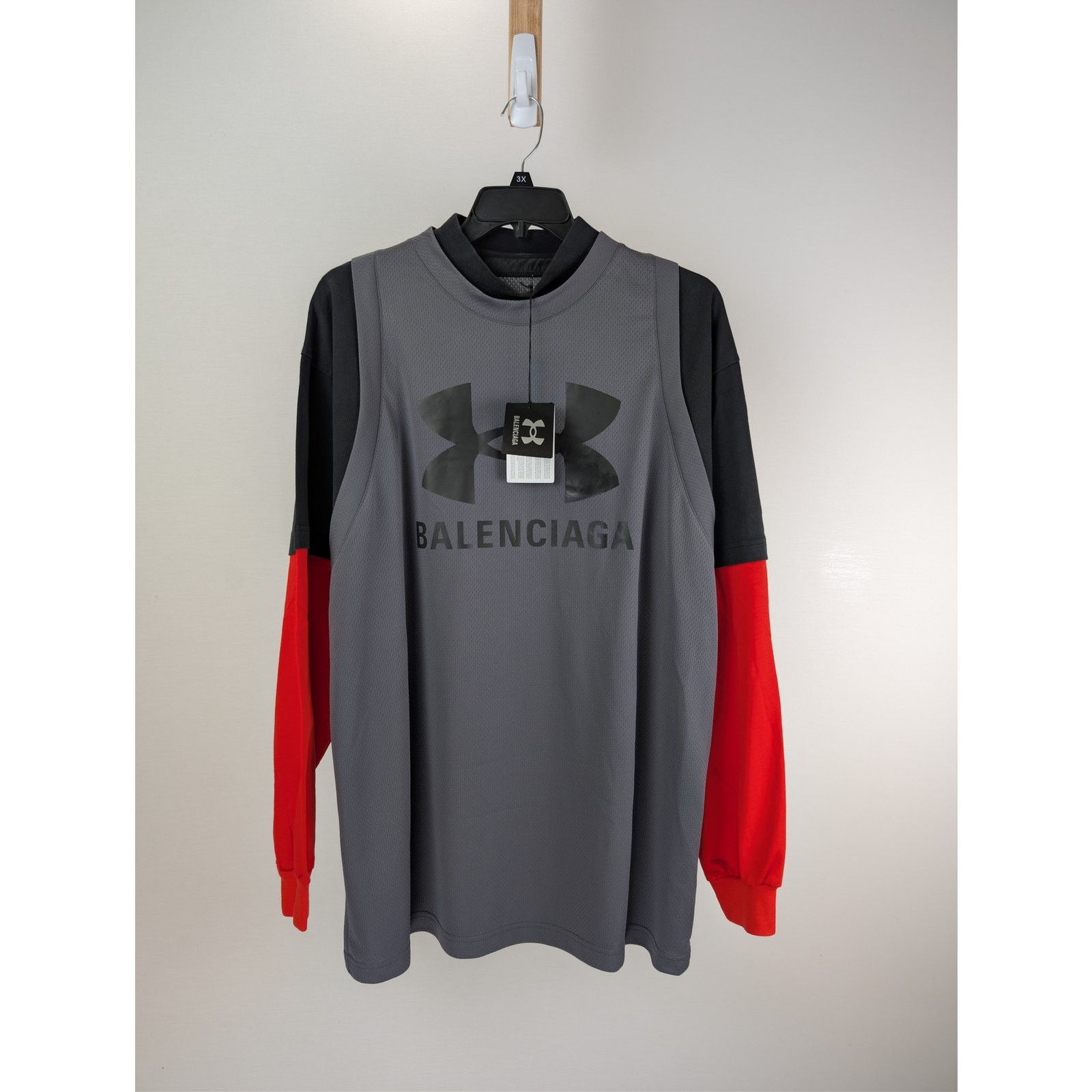 Balenciaga × Under Armour o1rshd1 Sporty Mesh UA Triple Layered T-Shirt in Castle Rock Size US M / EU 48-50 / 2 - 1 Thumbnail