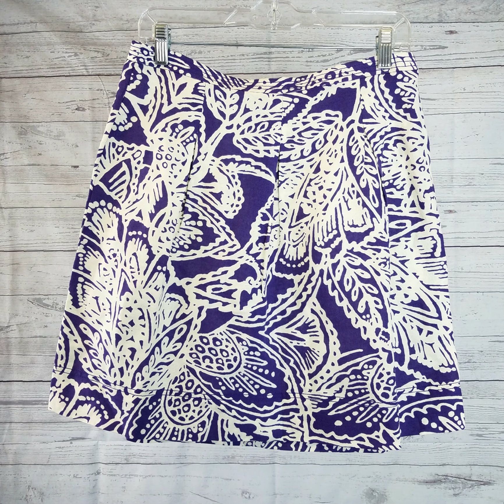 Loft LOFT Ann Taylor Womens Skirt A-Line Purple Linen Blend Size 6 Floral Short Casual Womens Size 28" / US 6 / IT 42 - 2 Thumbnail