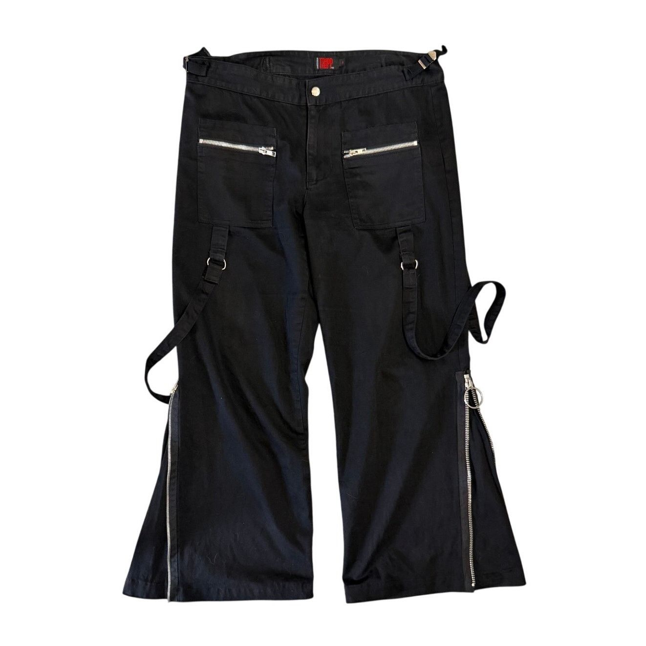 Tripp NYC Tripp NYC Bondage Zipper Flare Strap Alternative Black Pants Size 32" / US 10 / IT 46 - 1 Thumbnail