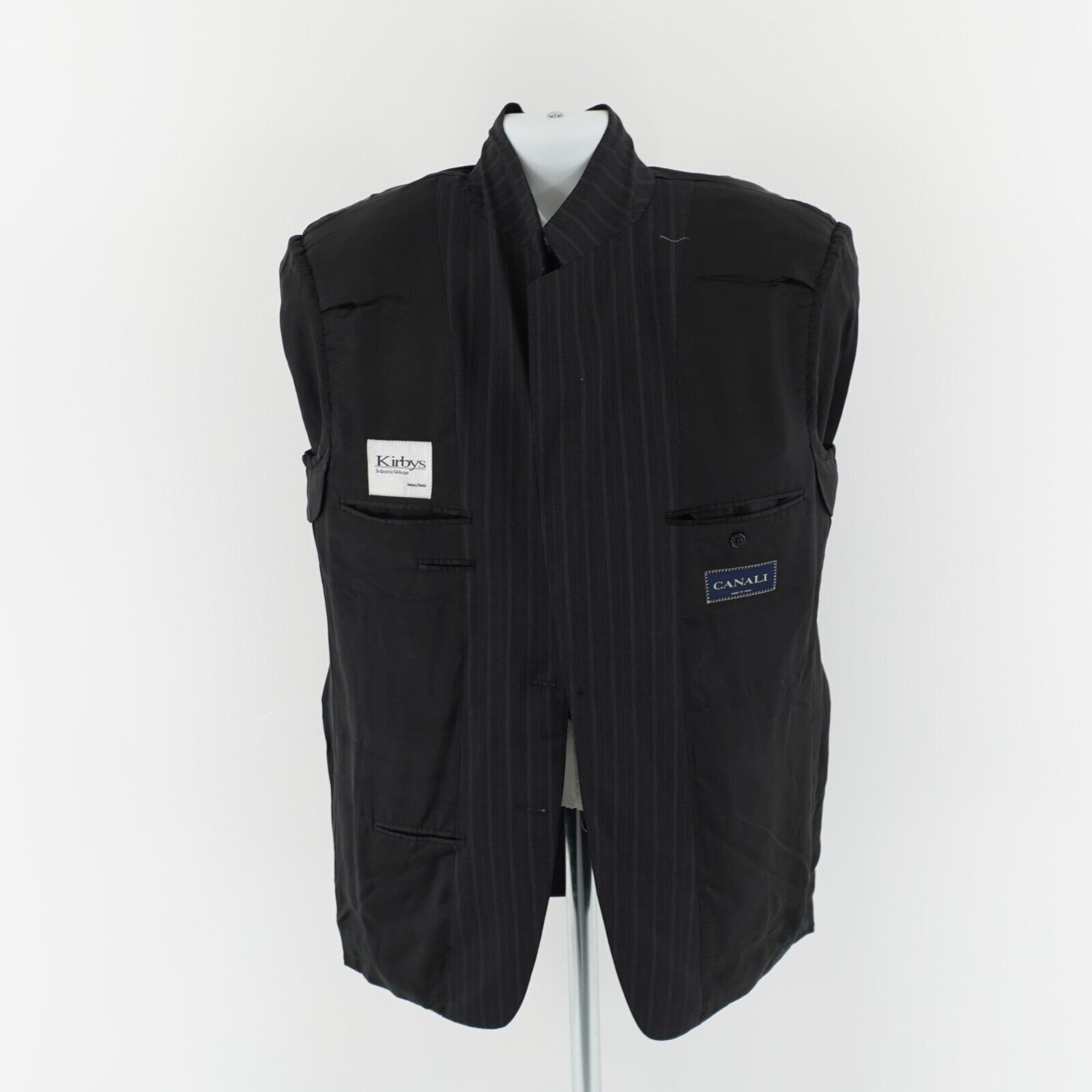 Canali DAMAGED Canali Pure Wool Gray Striped Suit Jacket 2 Button 4 Size 42R - 14 Thumbnail