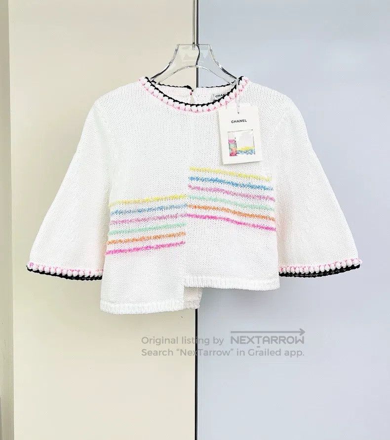 Chanel Chanel 24S white irregular knitted sweater Size XS / US 0-2 / IT 36-38 - 2 Thumbnail