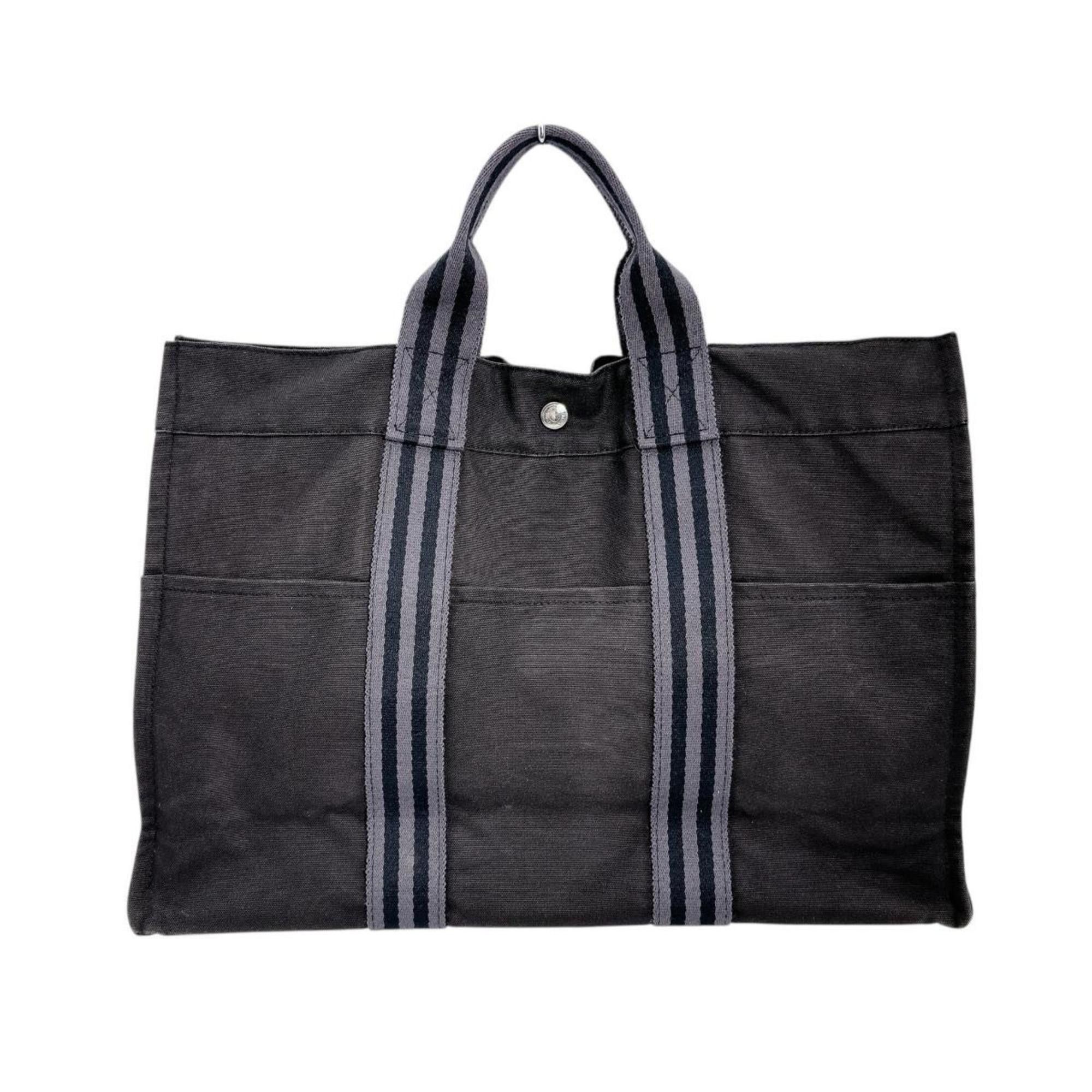 Hermes Tote Bag Business Foult Mm Canvas Black, Women's