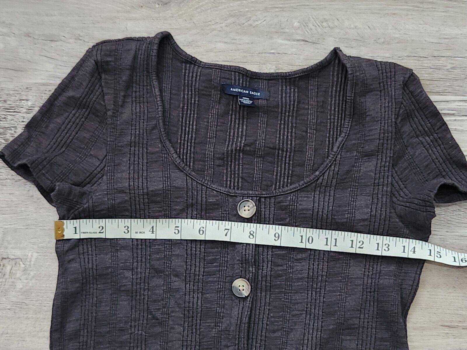 Designer American Eagle Crop Sweater Top Medium Short Sleeve Button Size M / US 6-8 / IT 42-44 - 4 Thumbnail