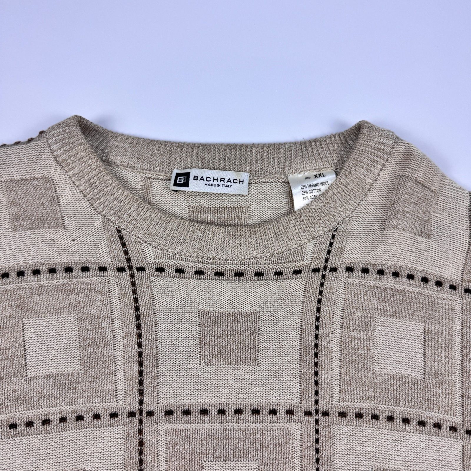 Bachrach Bachrach Sweater XXL Made In Italy Merino Wool Geometric Size US XXL / EU 58 / 5 - 5 Thumbnail