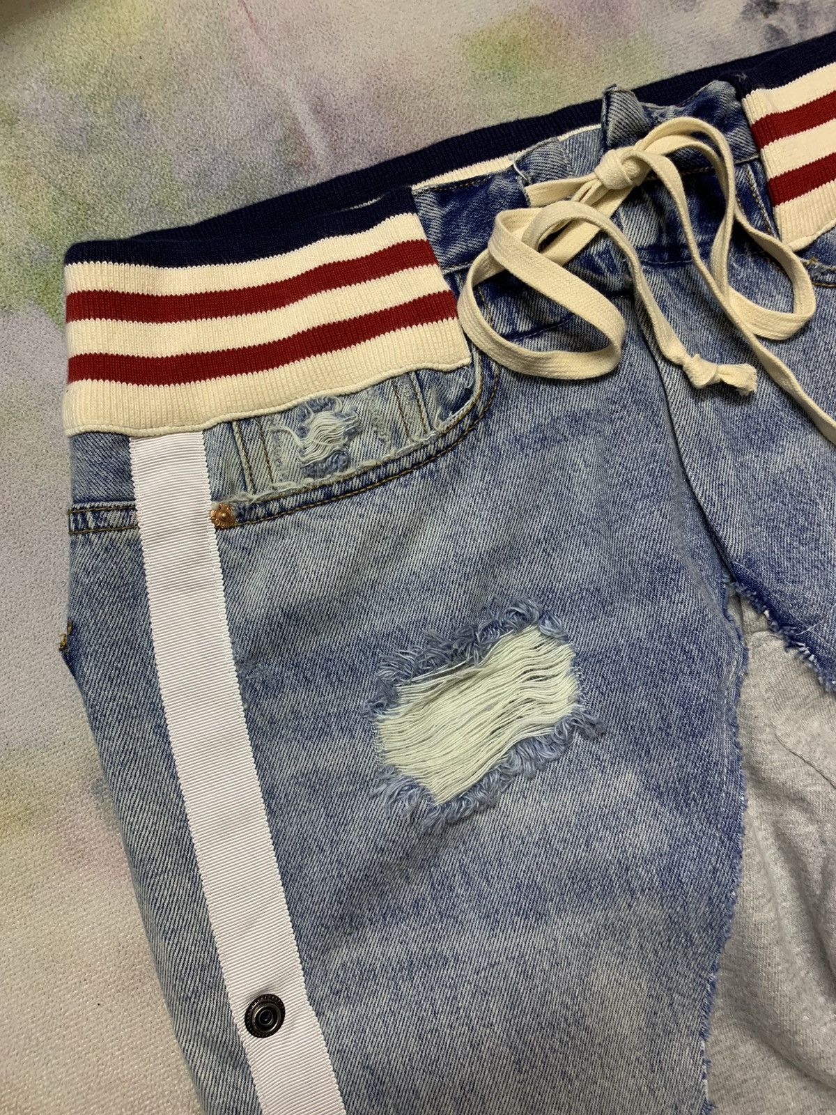 Greg Lauren 50/50 DENIM BORG LOUNGE HYBRID PANTS Size US 32 / EU 48 - 3 Thumbnail