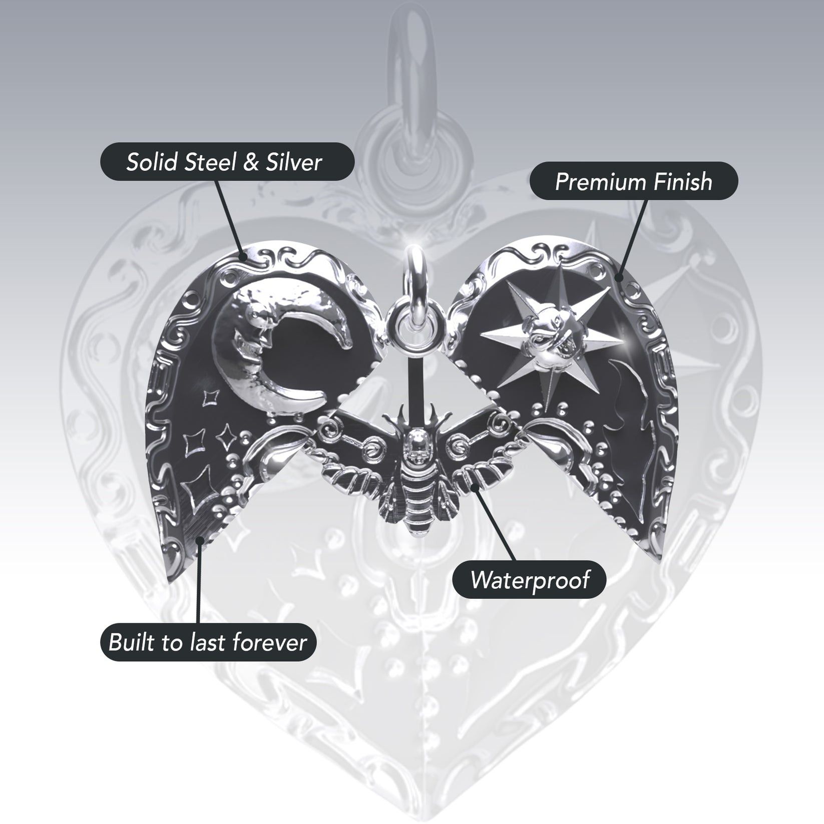 Jewelry Hard Jewelry Mini Cosmic Heart Pendant .925 Sterling Silver Size ONE SIZE - 7 Thumbnail