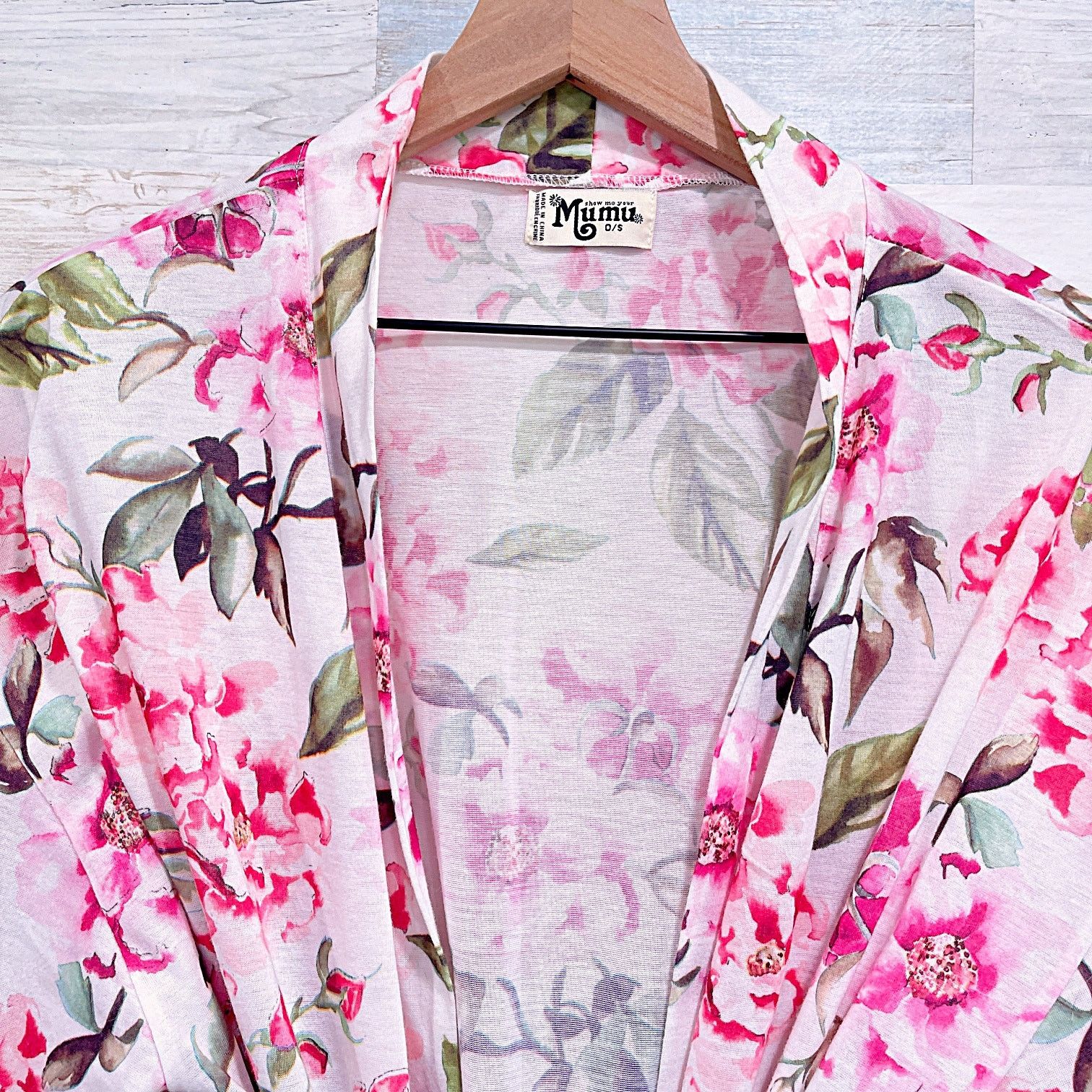 Show Me Your MuMu Show Me Your Mumu Floral Kimono Robe White Pink Belted OS Size ONE SIZE - 2 Thumbnail