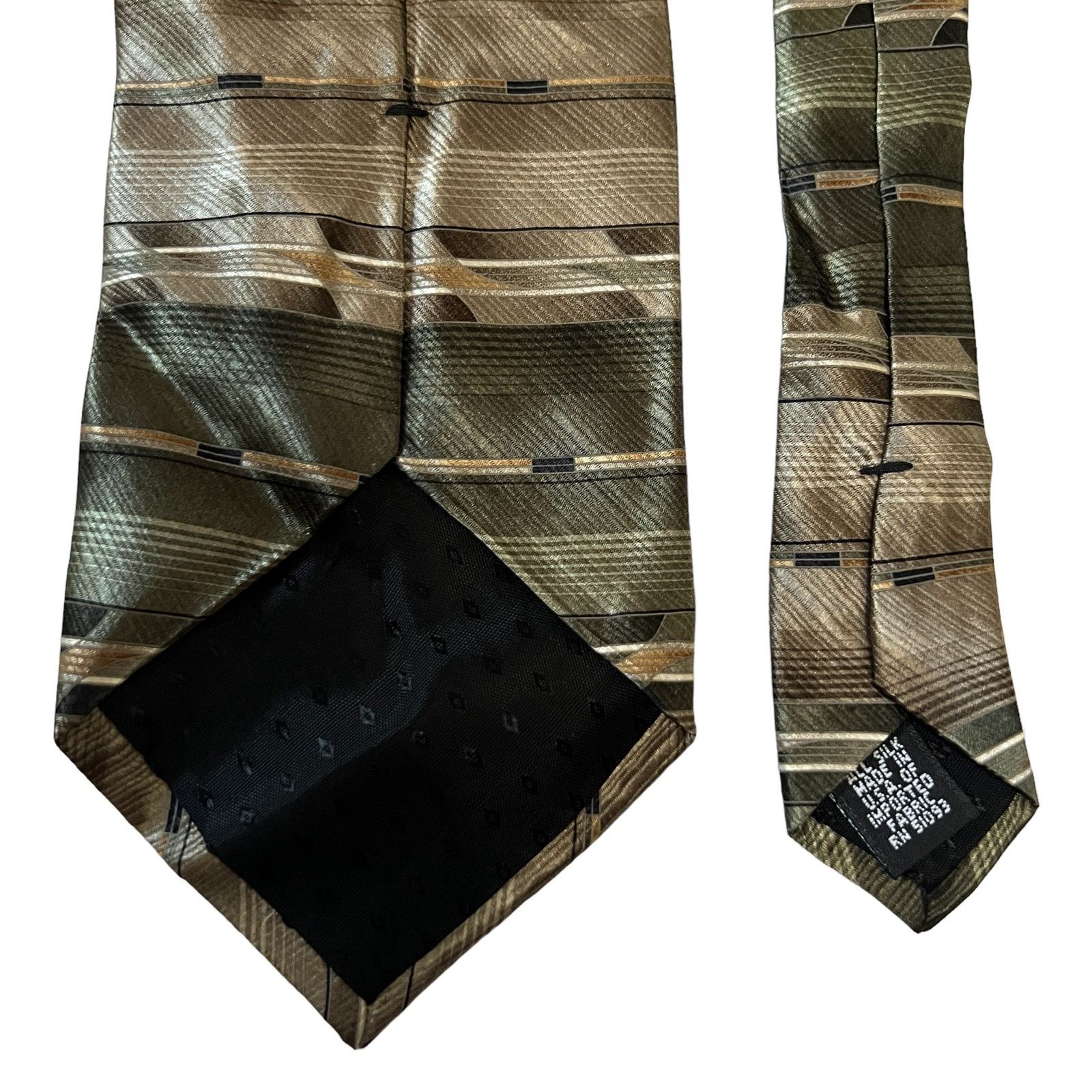 Croft & Barrow Croft & Barrow Green Tan Abstract Monochromatic Stripe Tie Size ONE SIZE - 6 Thumbnail