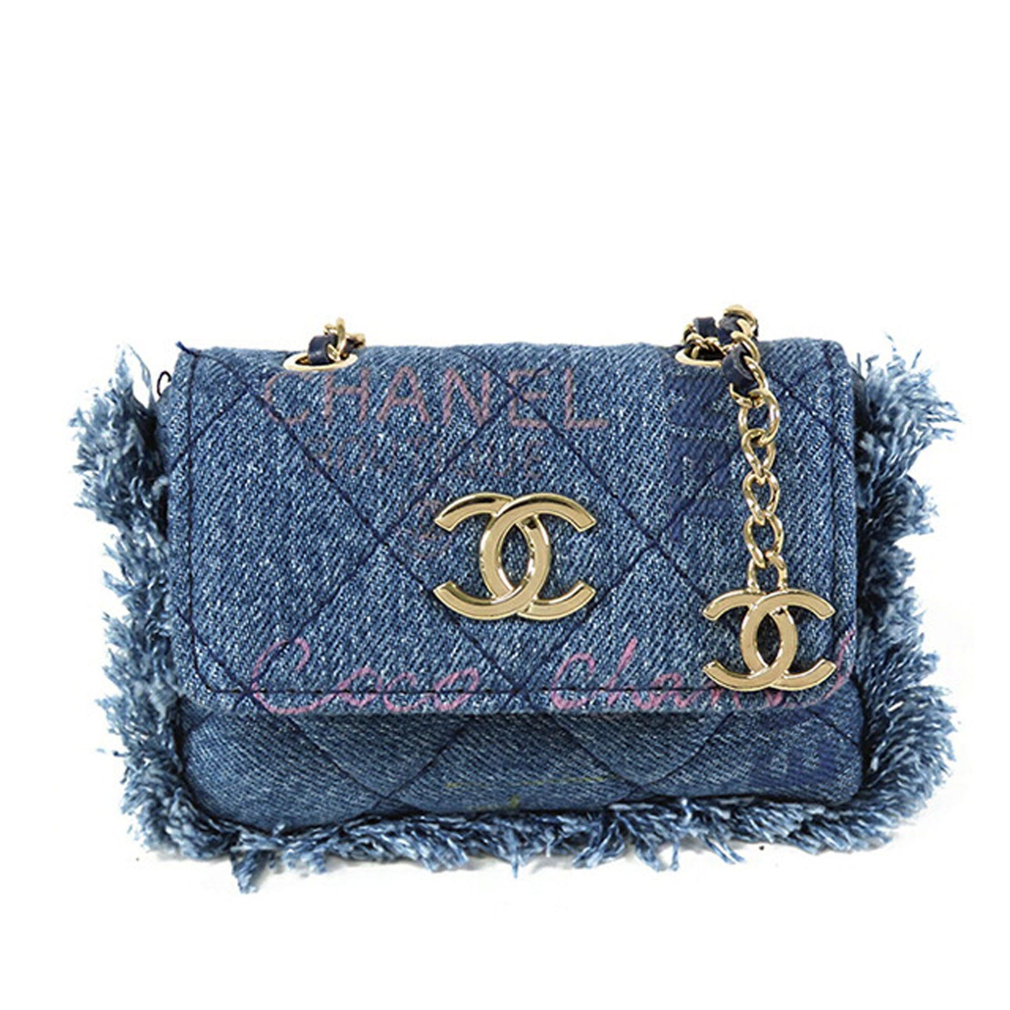 Chanel Chanel Mini Denim Mood Clutch with Chain Blue Size ONE SIZE - 1 Thumbnail